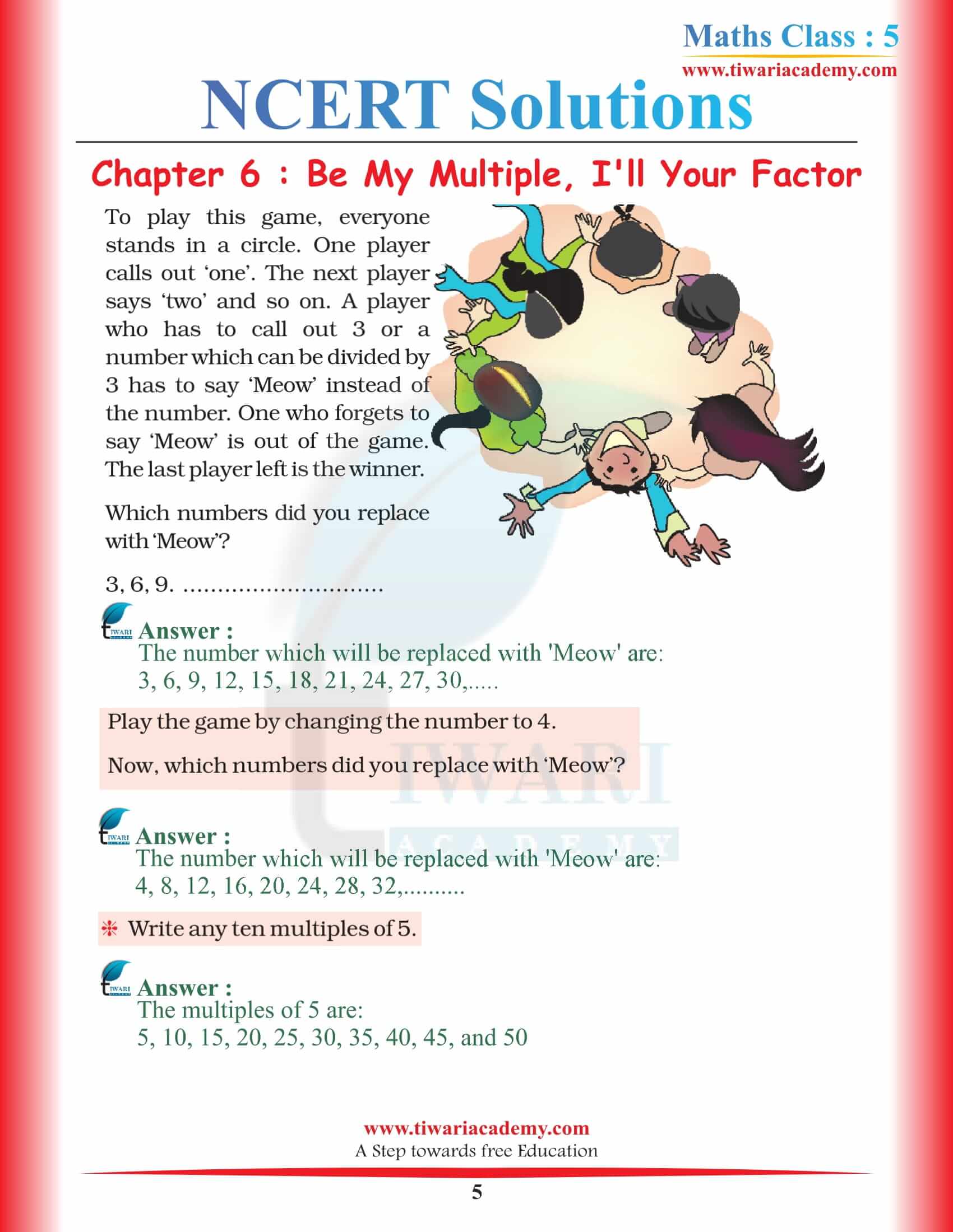 NCERT Solutions for Class 5 Maths Chapter 6 in English Medium