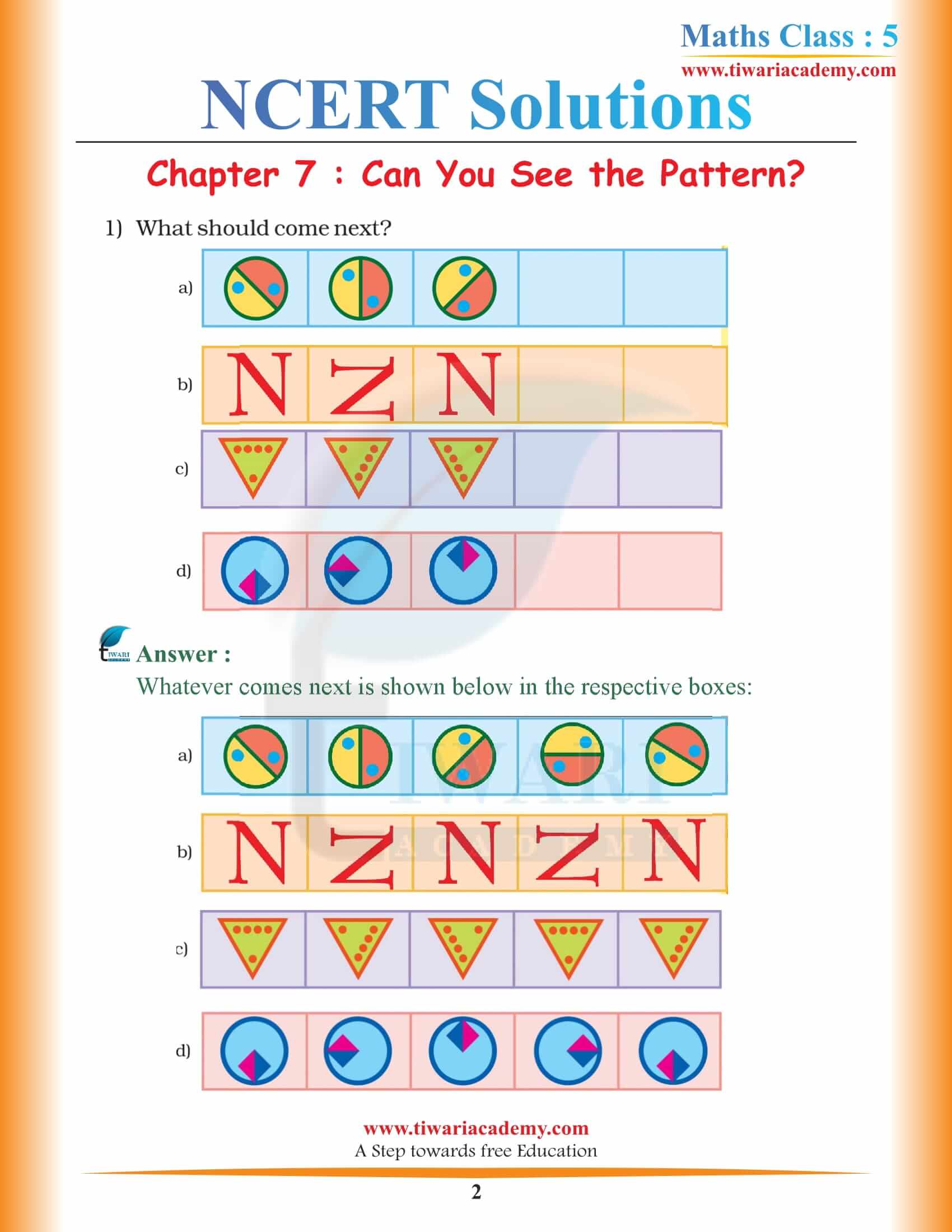 NCERT Solutions for Class 5 Maths Chapter 7 in PDF