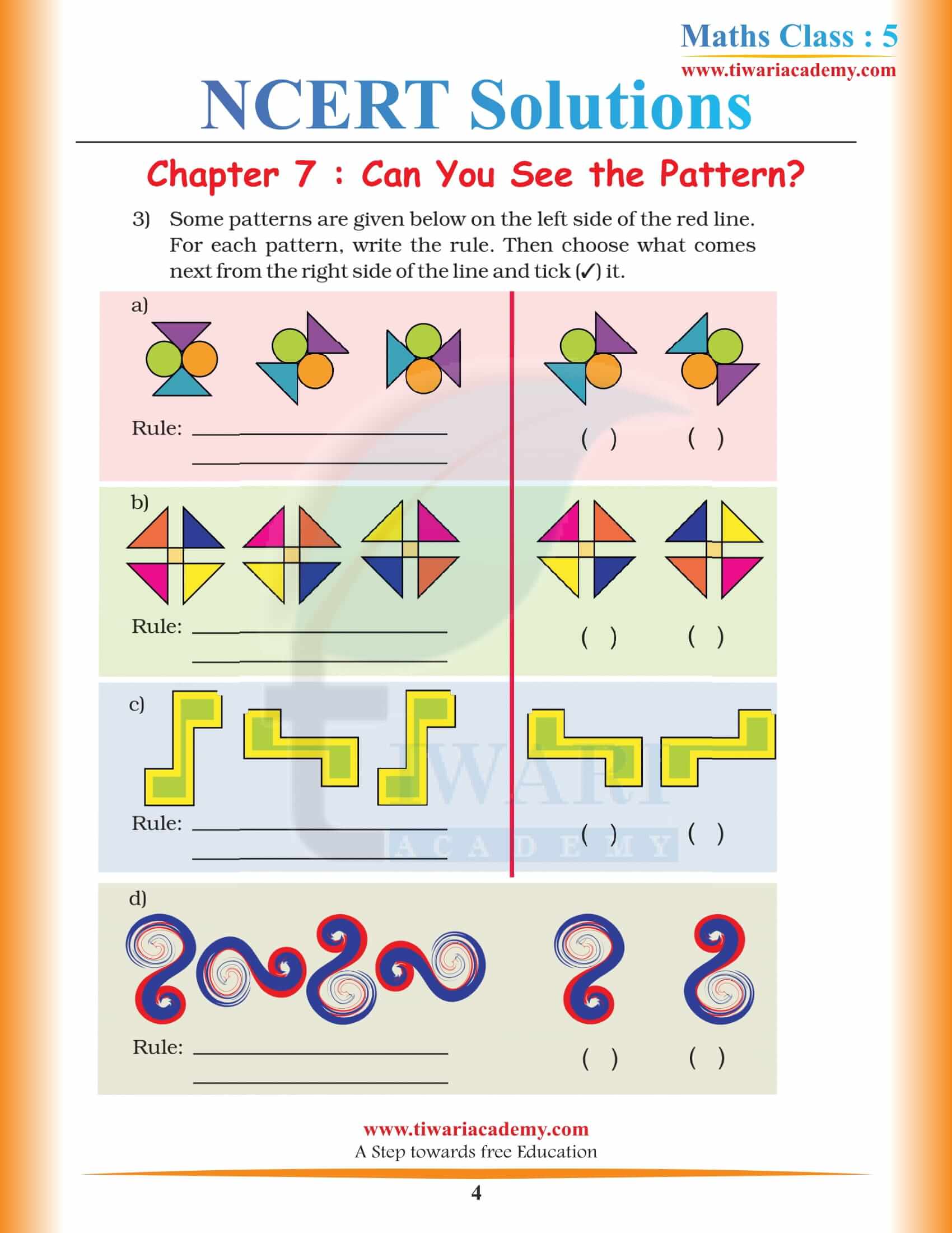 NCERT Solutions for Class 5 Maths Chapter 7 free download