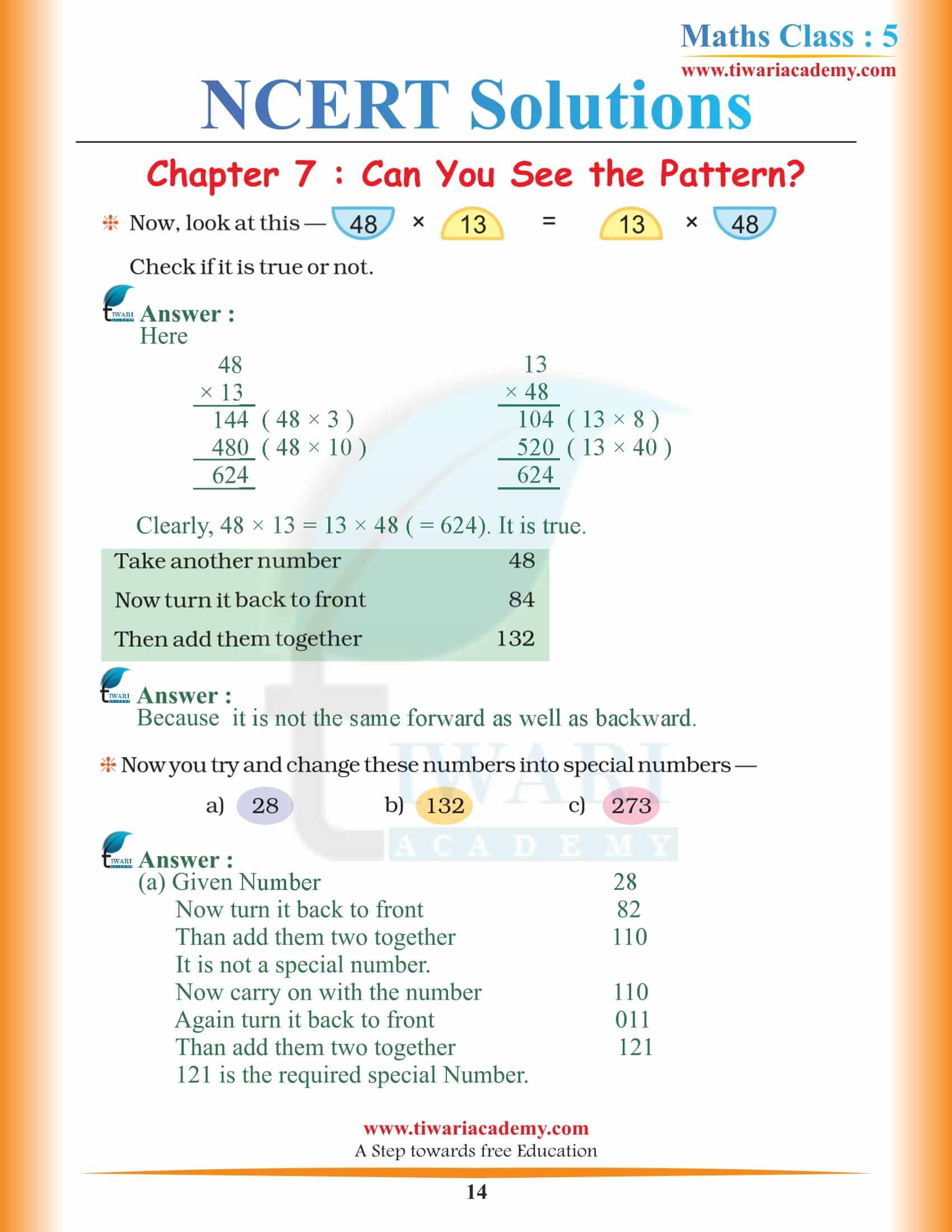Class 5 Maths Chapter 7 NCERT Solutions free