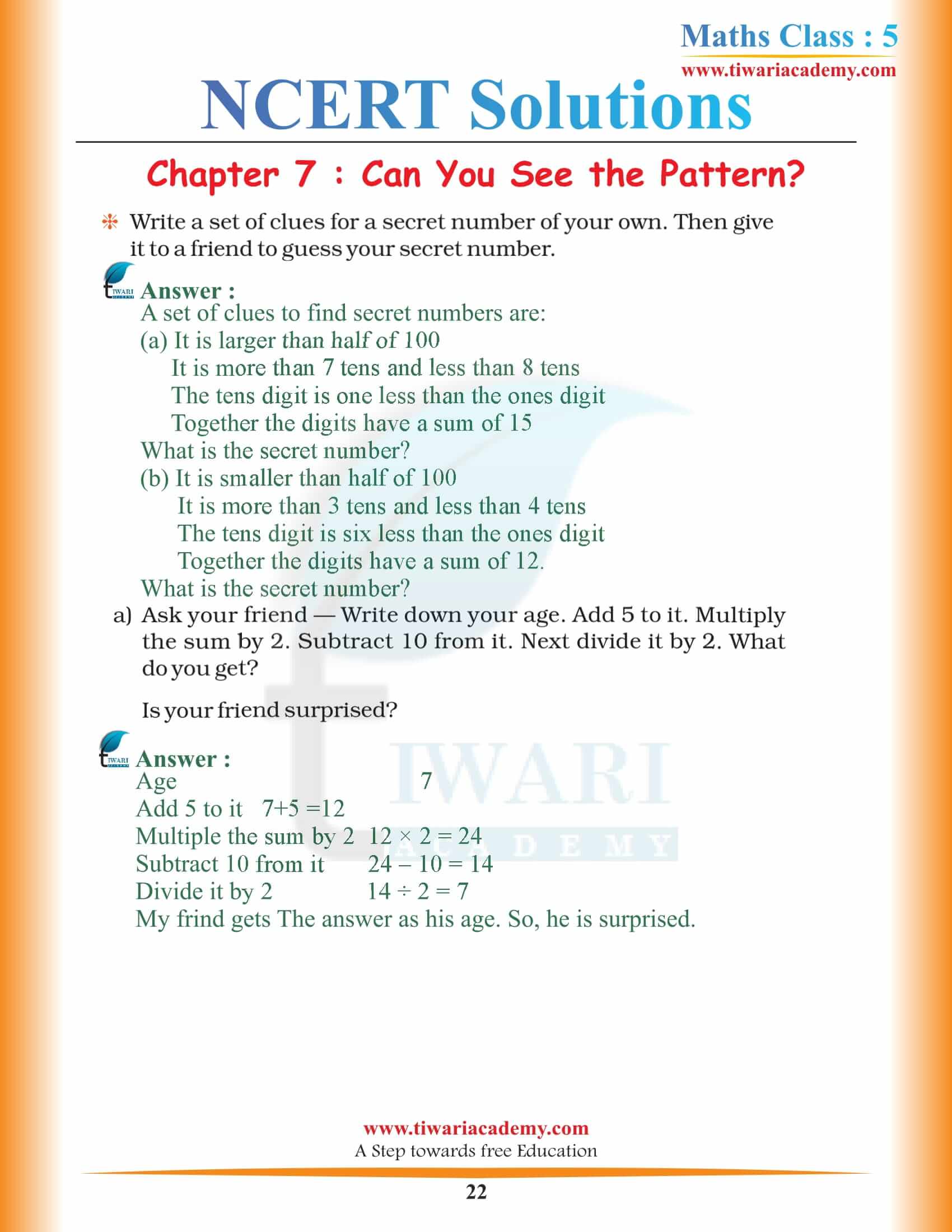 Grade 5 Maths Chapter 7 NCERT