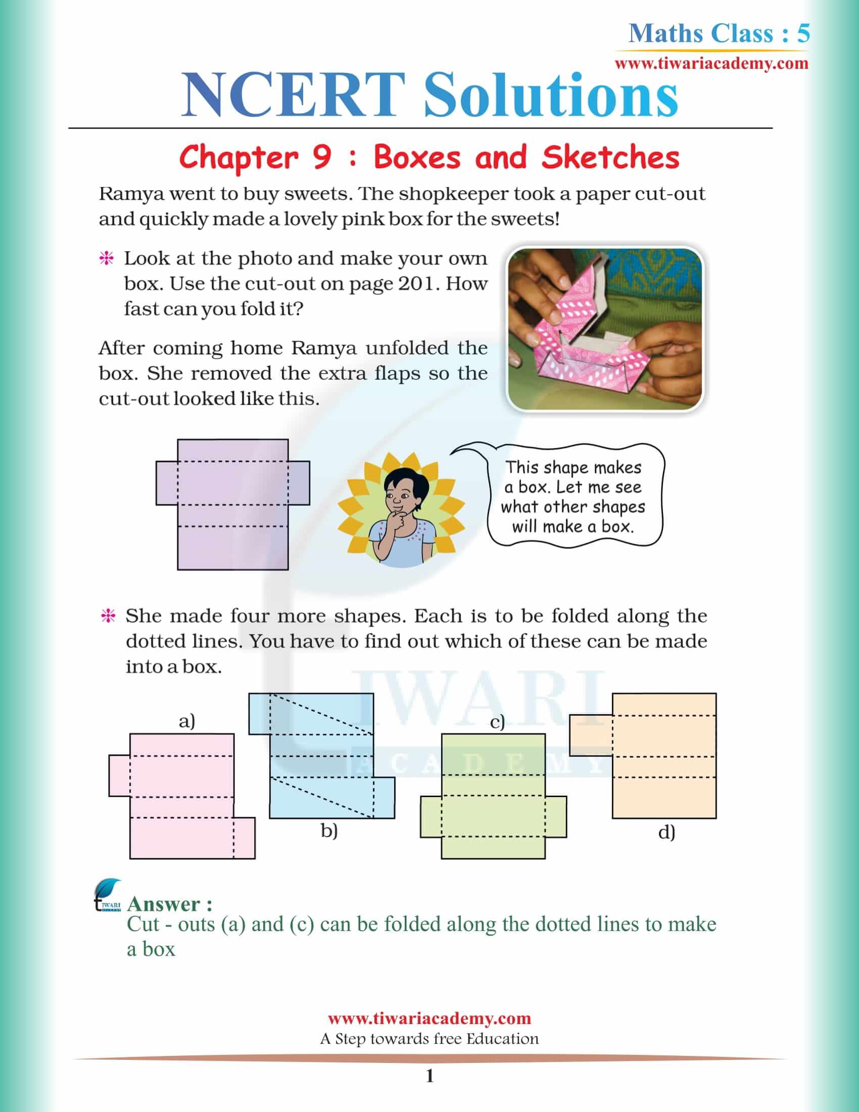 NCERT Solutions for Class 5 Maths Chapter 9 Boxes and Sketches