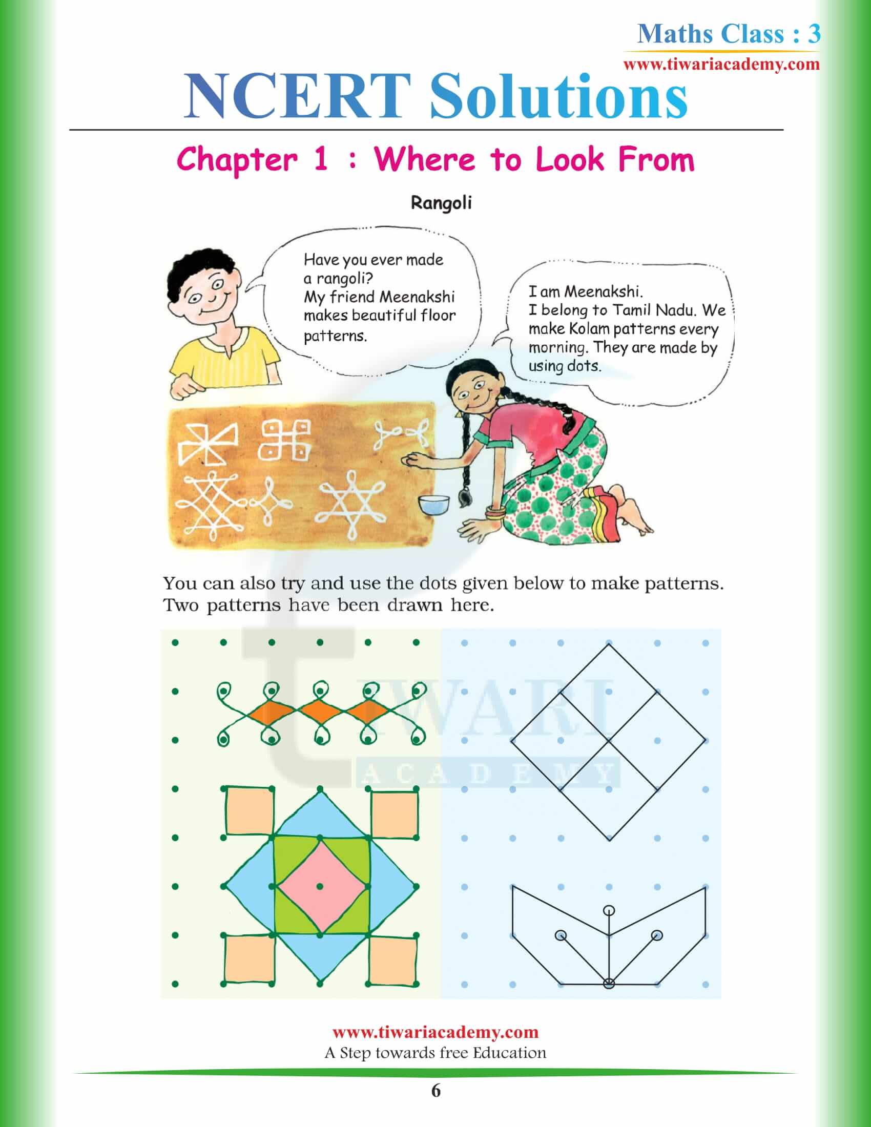 Class 3 Maths Chapter 1 Where to look from in pdf format solutions