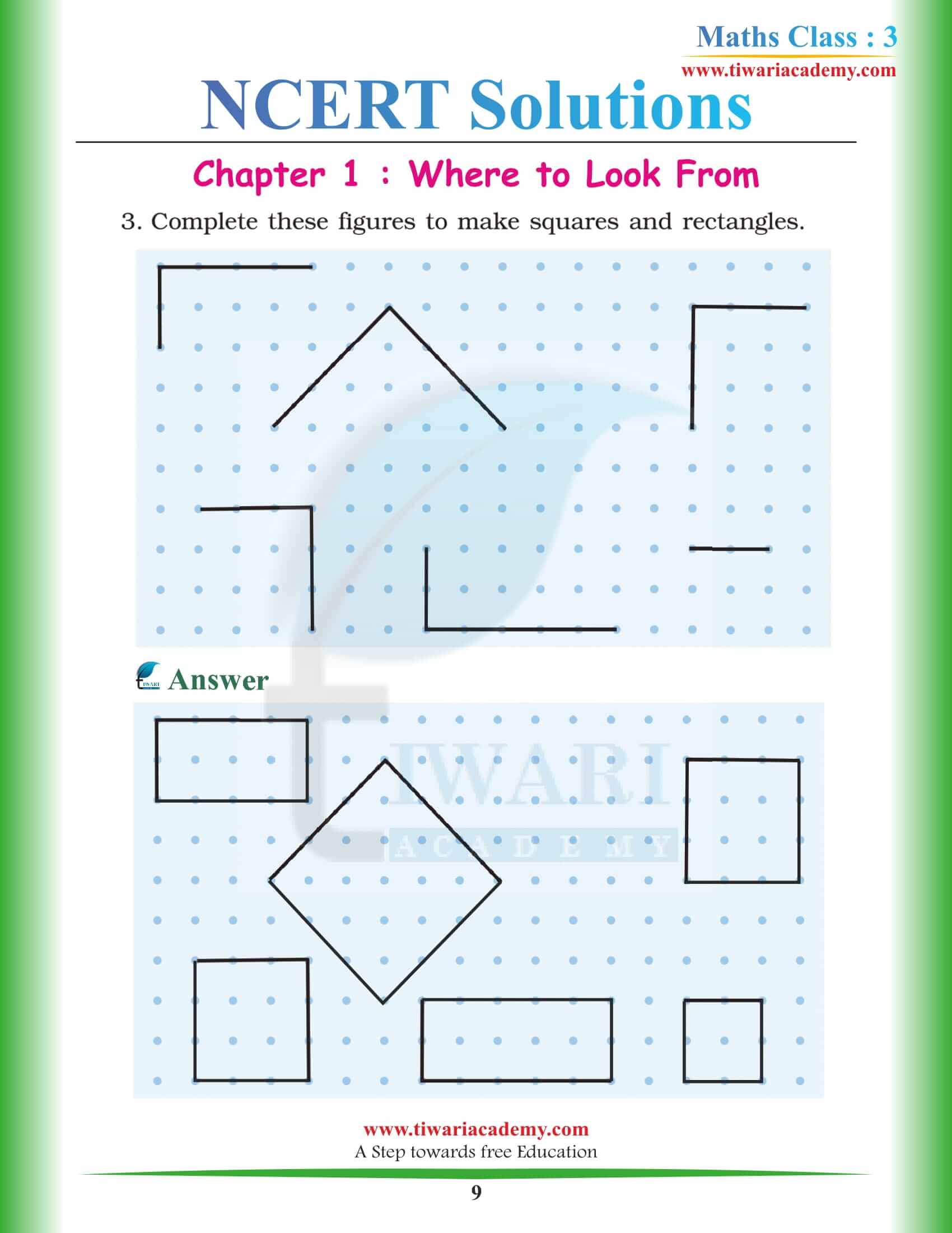 NCERT Solutions for Class 3 Maths Chapter 1 in PDF