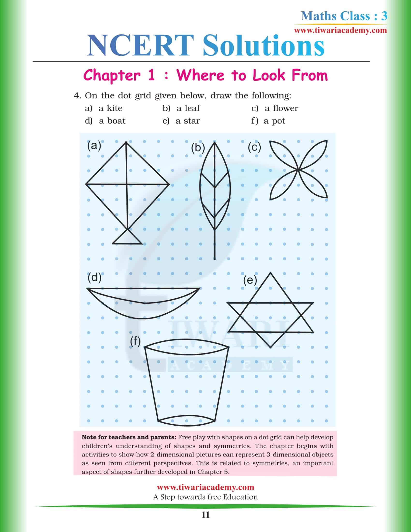 NCERT Solutions for Class 3 Maths Chapter 1 free download