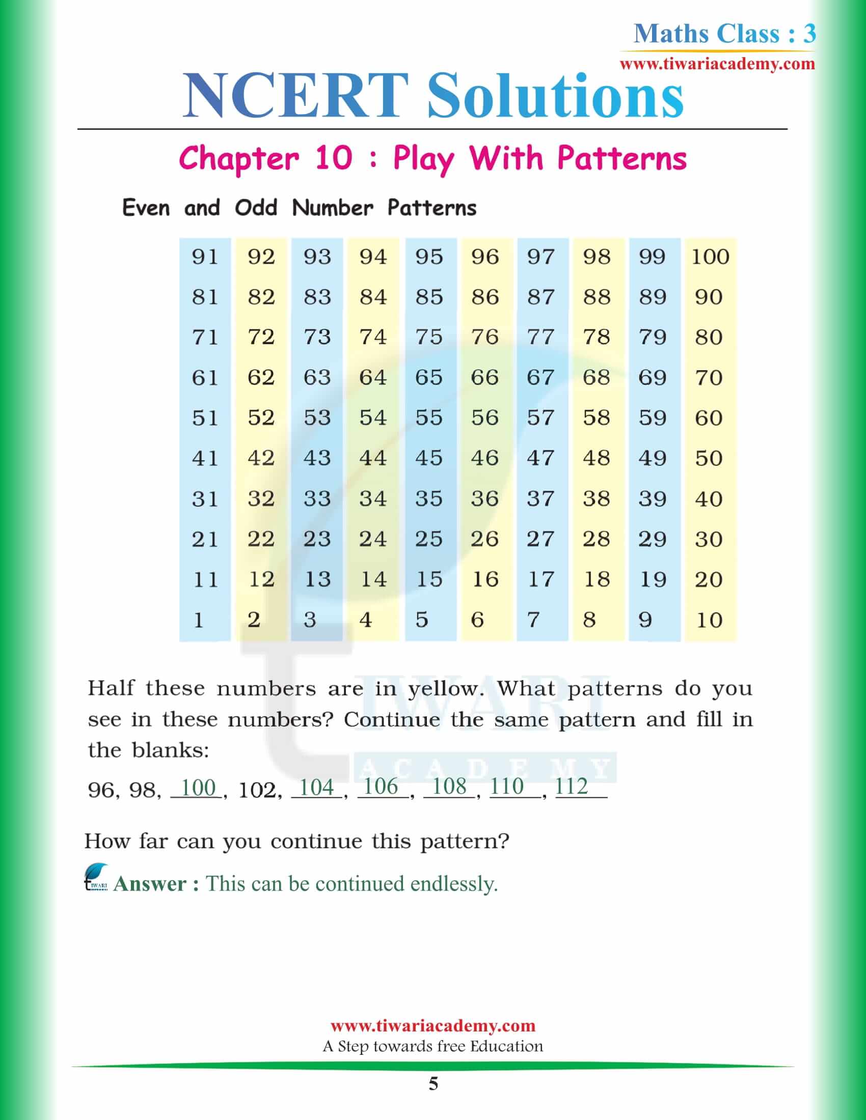 NCERT Solutions for Class 3 Maths Chapter 10 free download