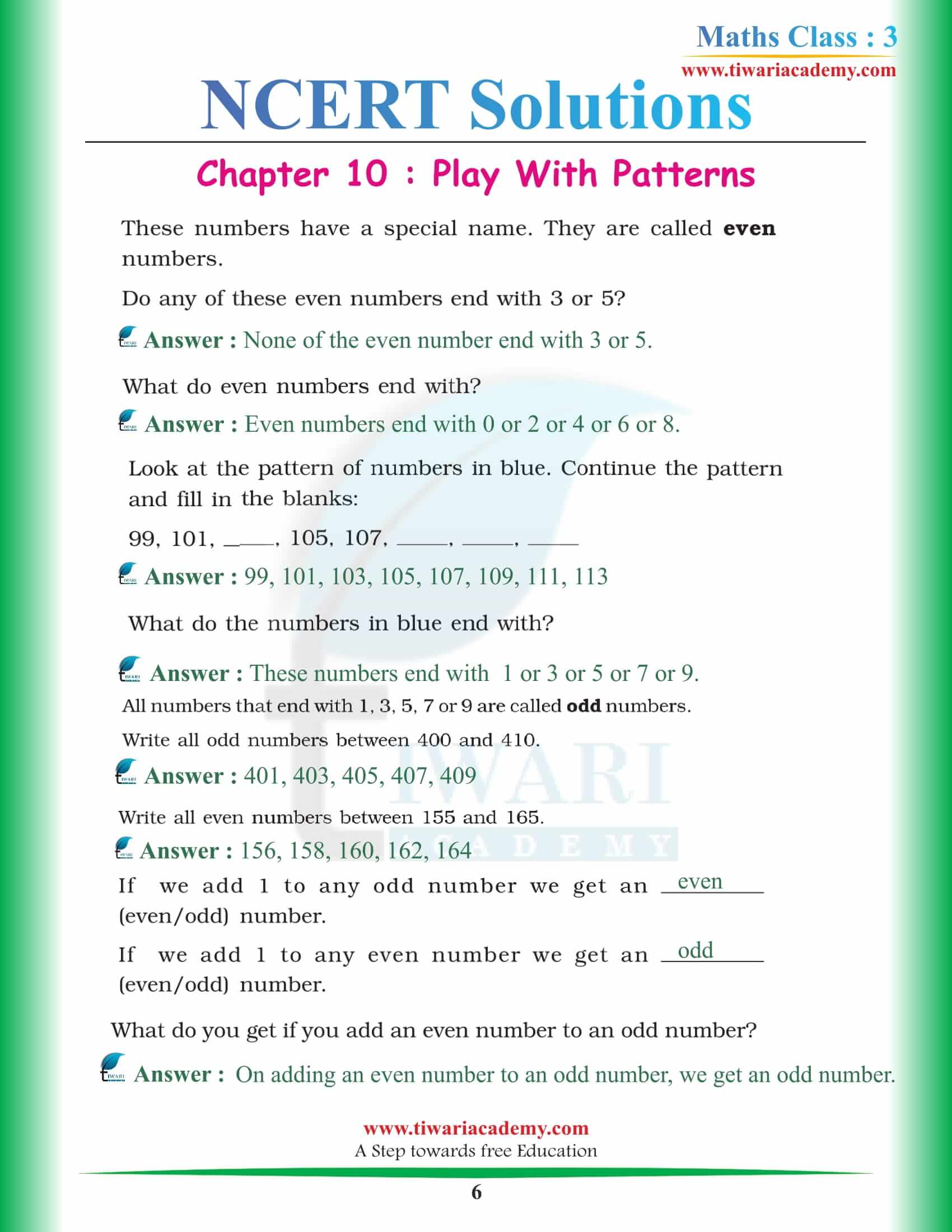 NCERT Solutions for Class 3 Maths Chapter 10 Question Answers