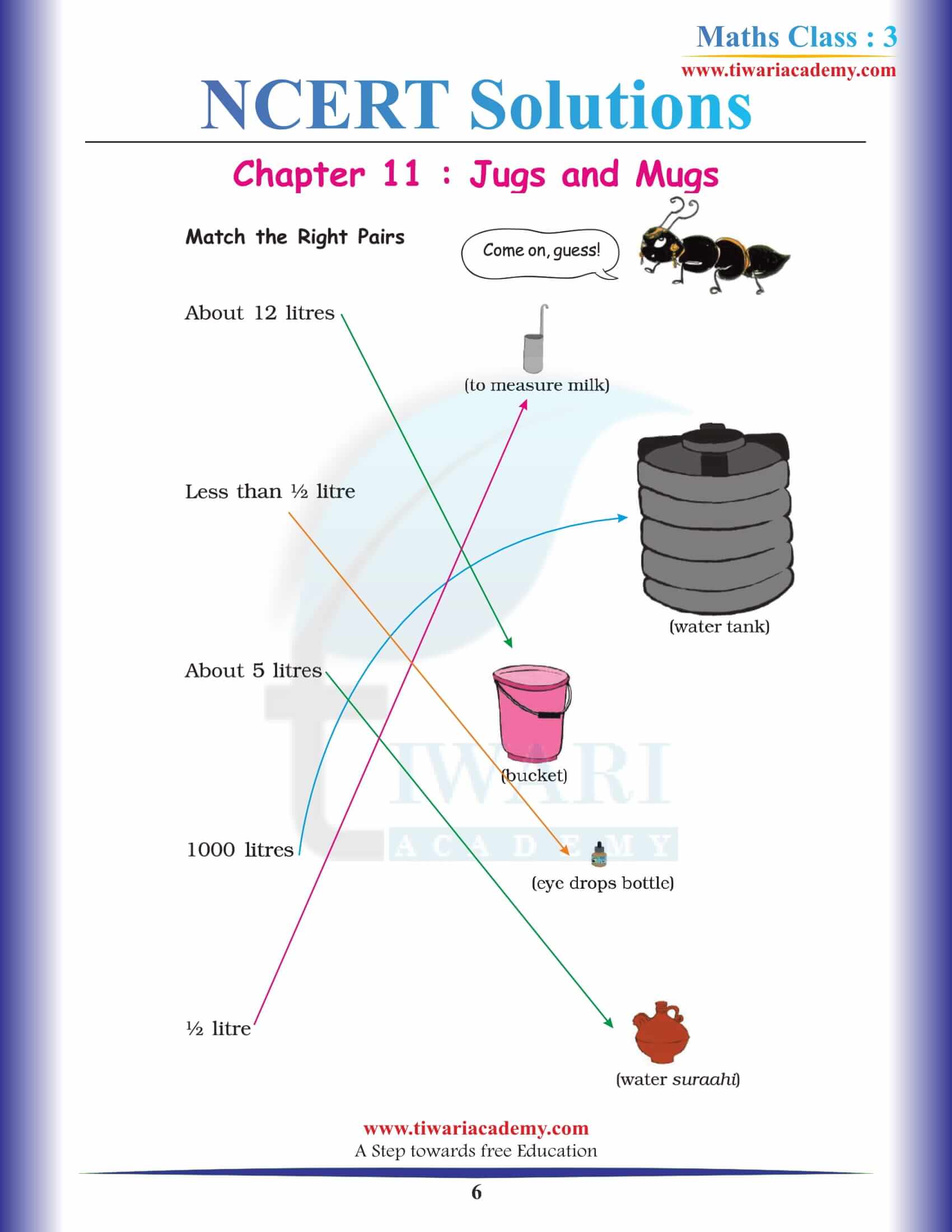NCERT Solutions for Class 3 Maths Chapter 11 in English Medium