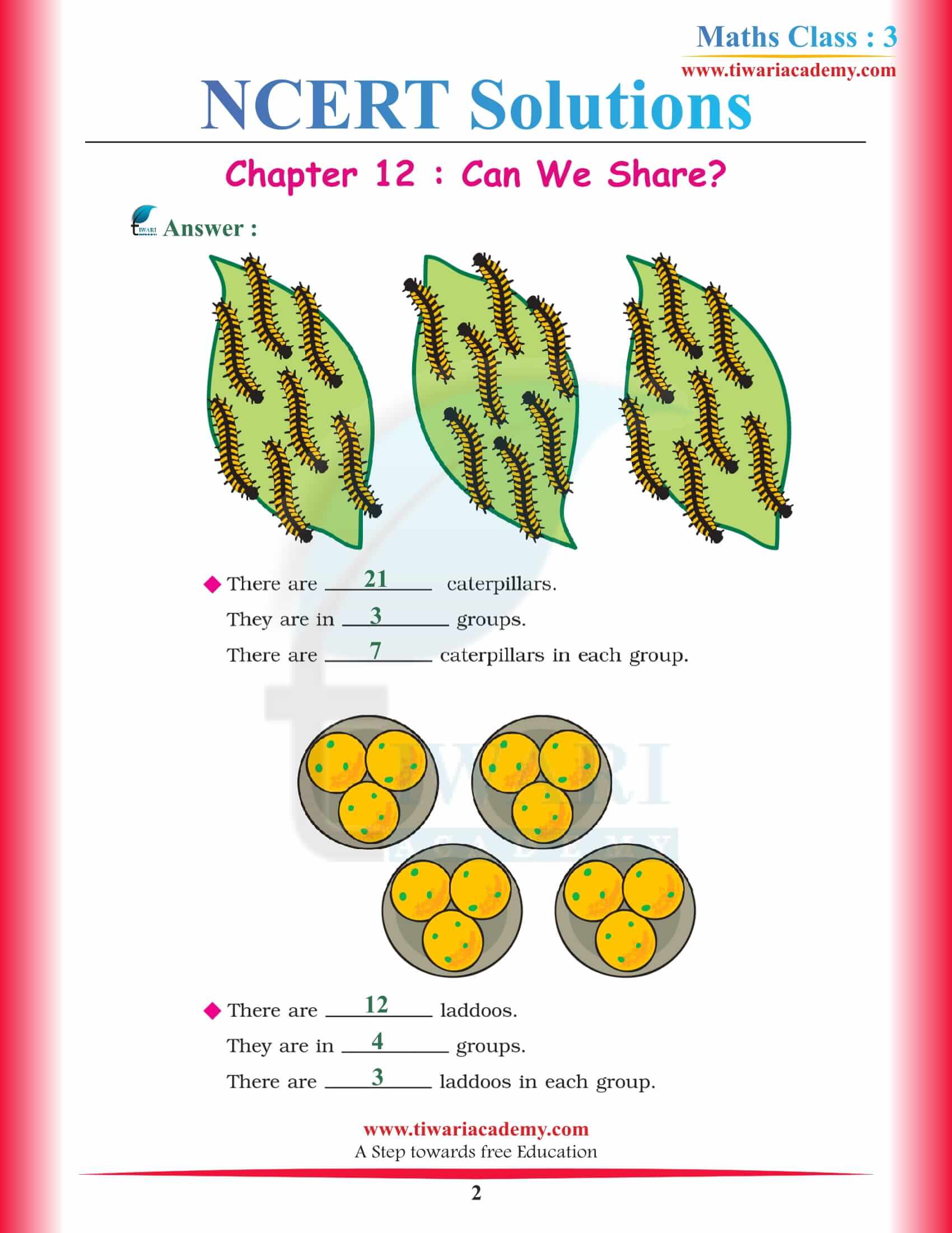 NCERT Solutions for Class 3 Maths Chapter 12 Can we Share? in PDF