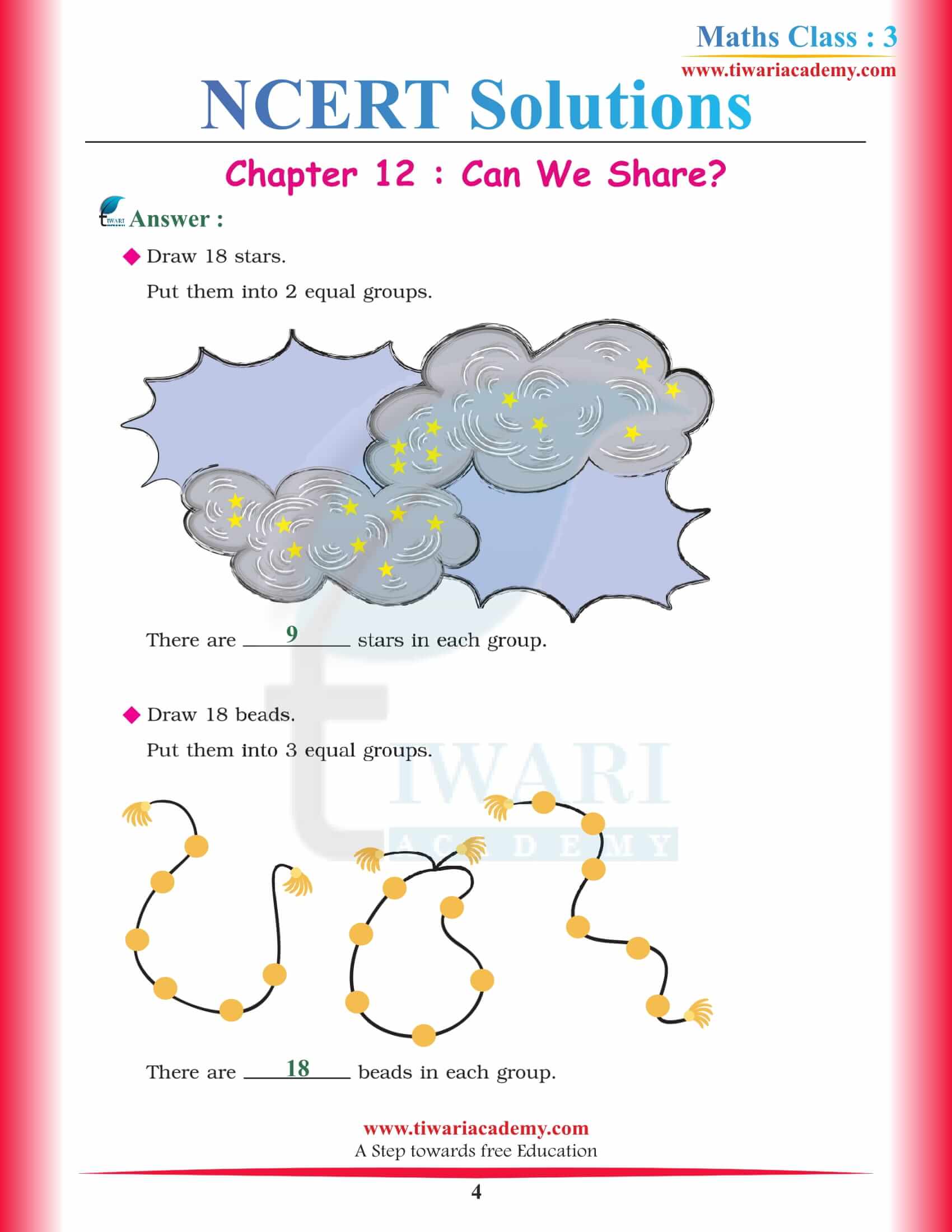 NCERT Solutions for Class 3 Maths Chapter 12 in PDF