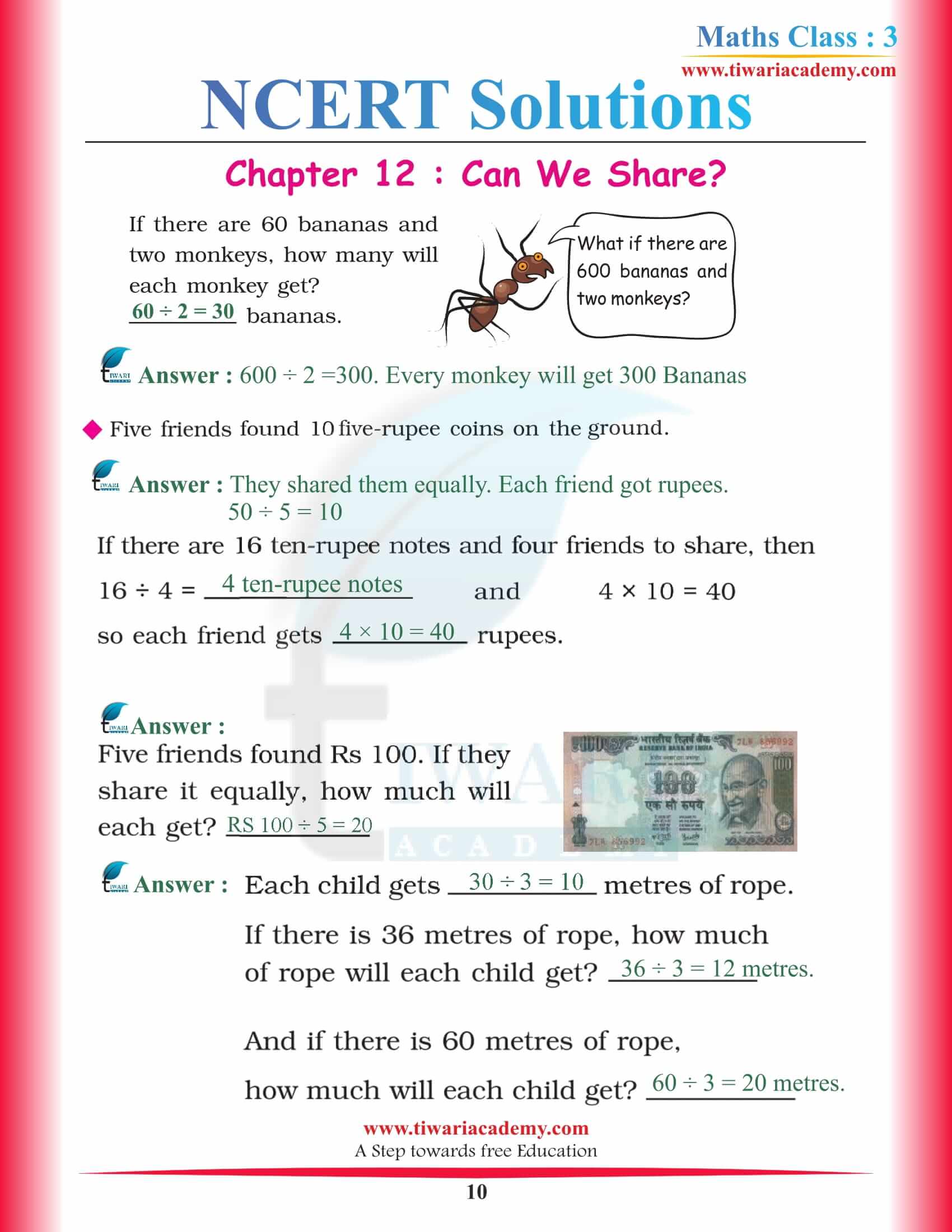 Class 3 Maths Chapter 12 guide free download
