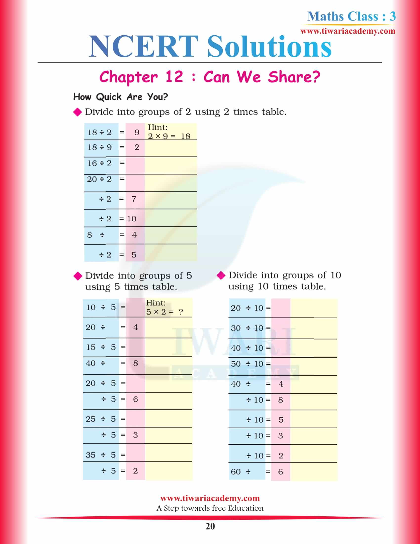 NCERT Solutions for Class 3 EVS Chapter 12 in Hindi and English Medium