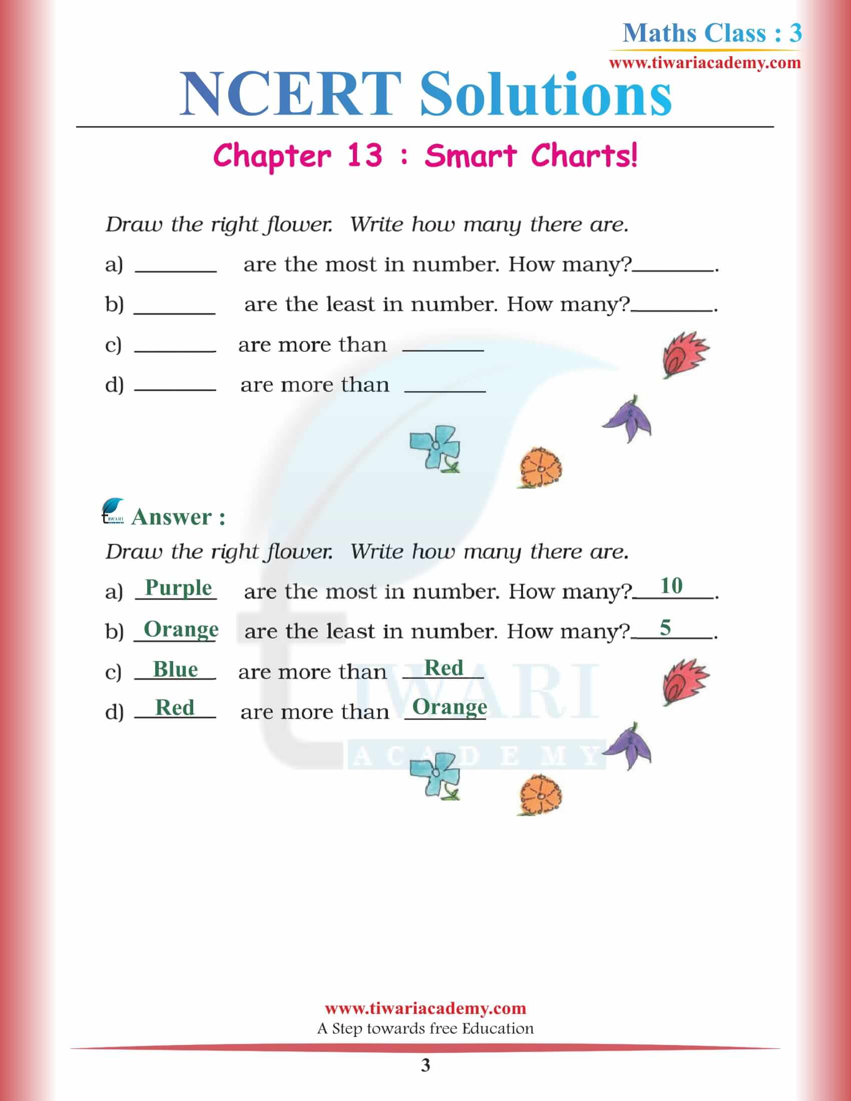 NCERT Solutions for Class 3 Maths Chapter 13