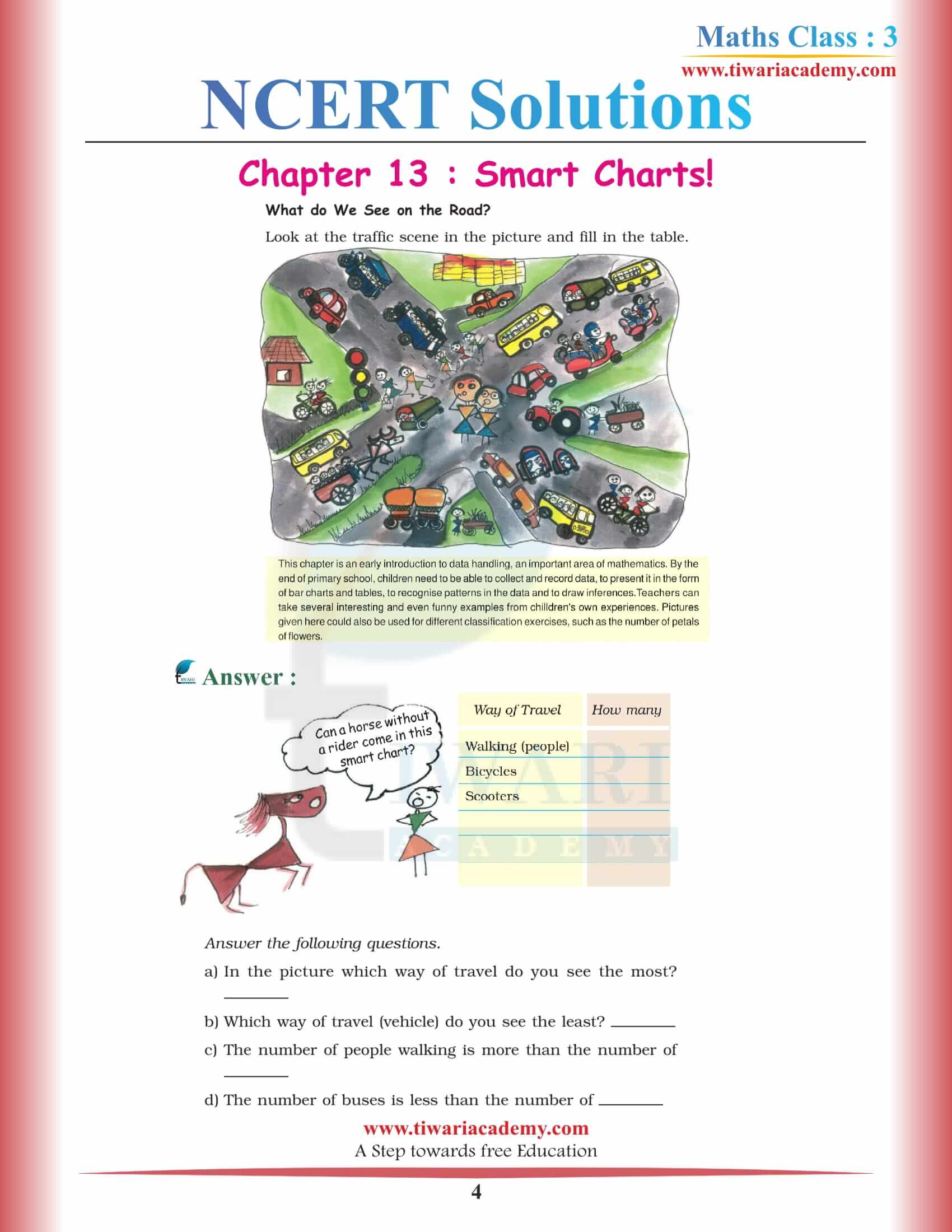 NCERT Solutions for Class 3 Maths Chapter 13 in English Medium