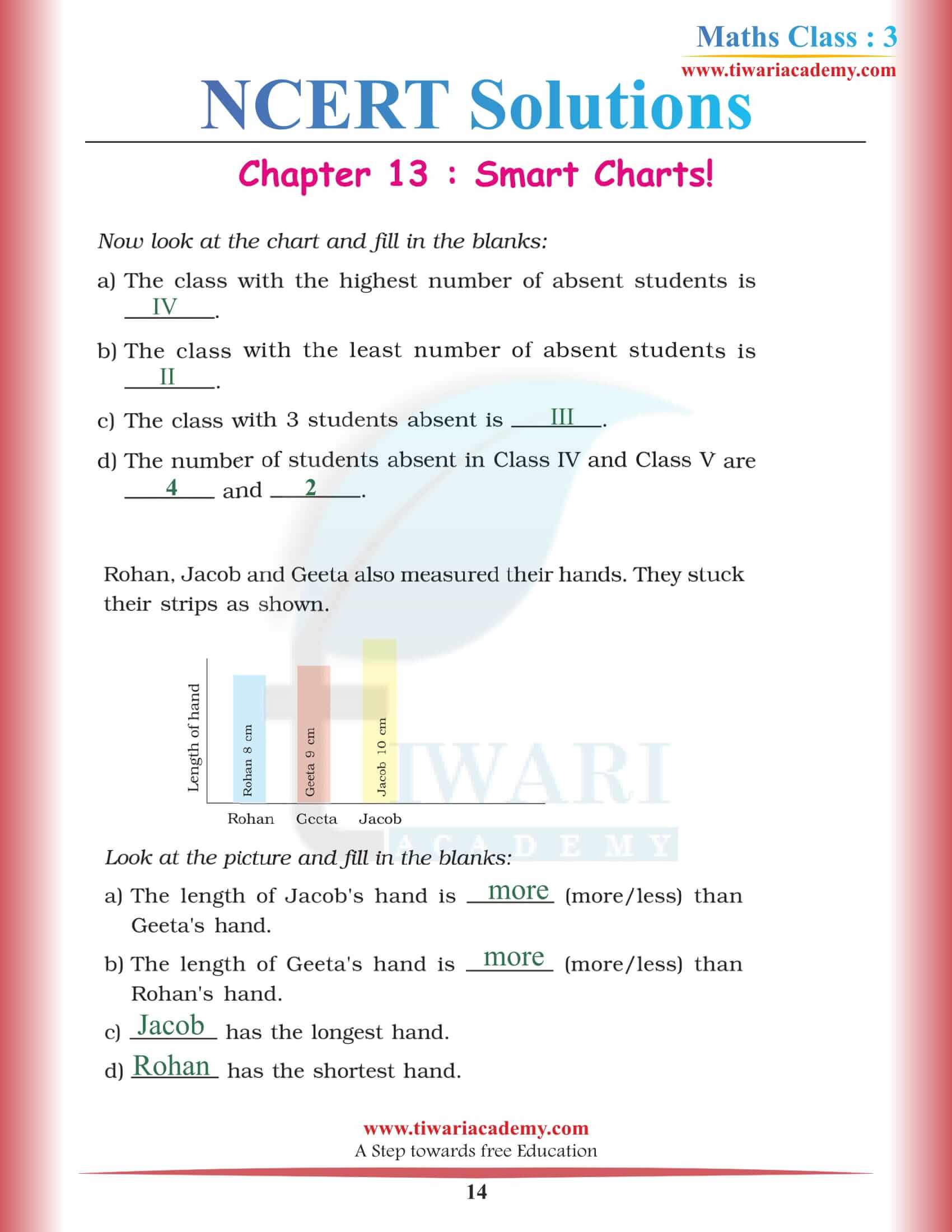 3rd Standard Maths NCERT Chapter 13 Question answers download