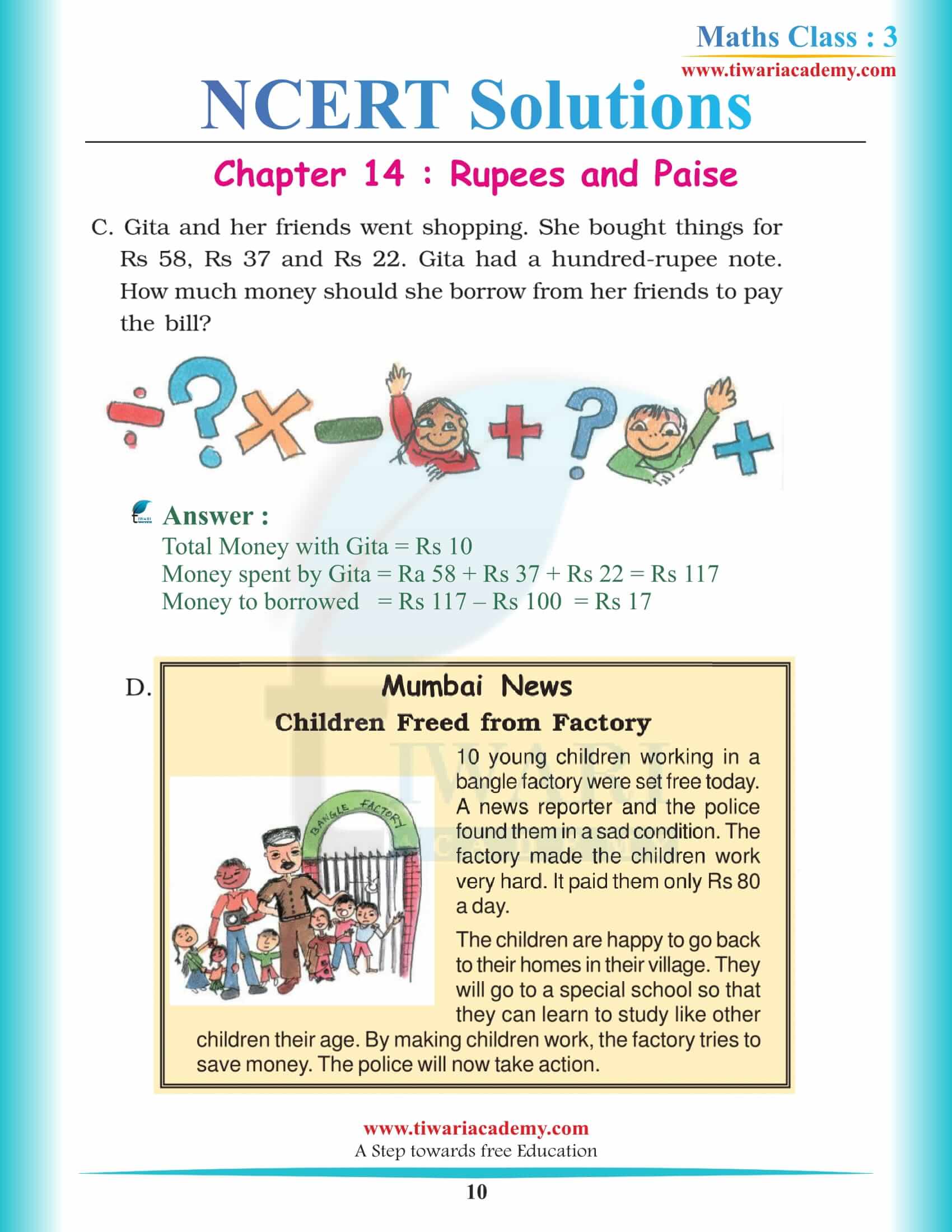 Class 3 Maths Chapter 14 all questions answers