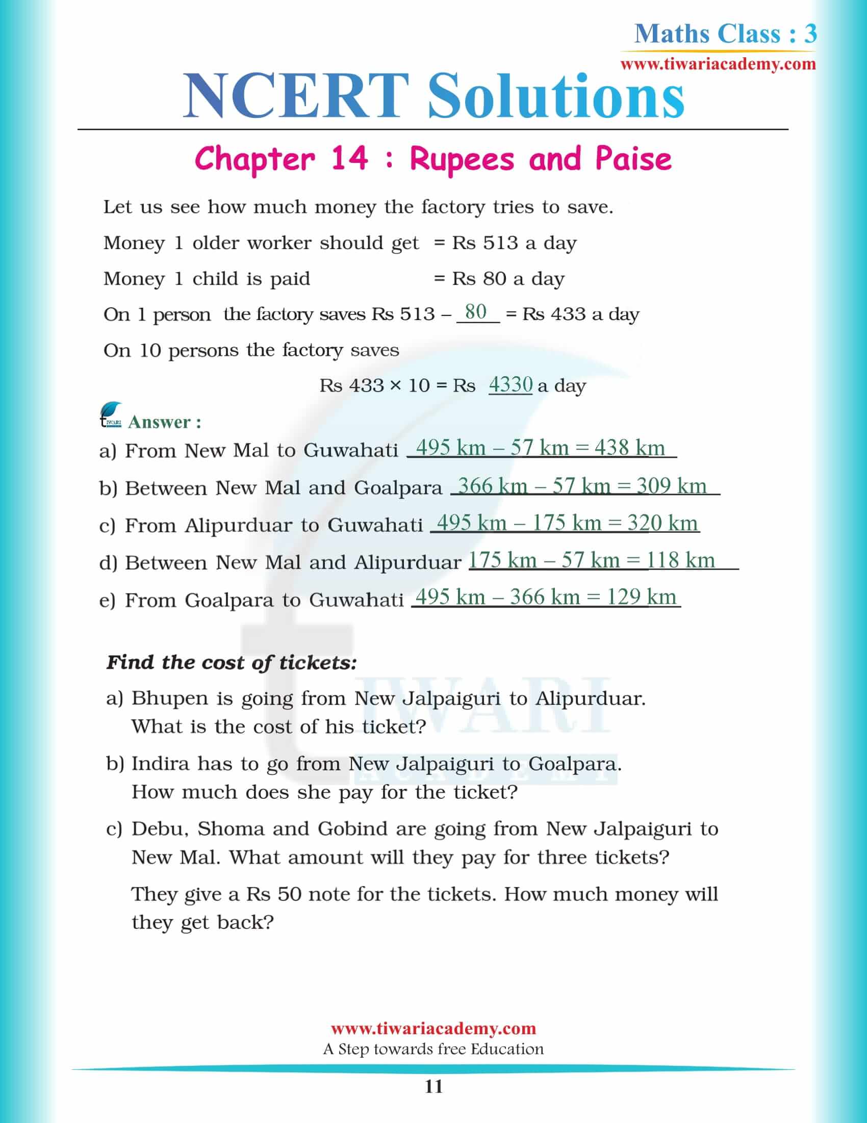 Class 3 Maths Chapter 14 sols in English