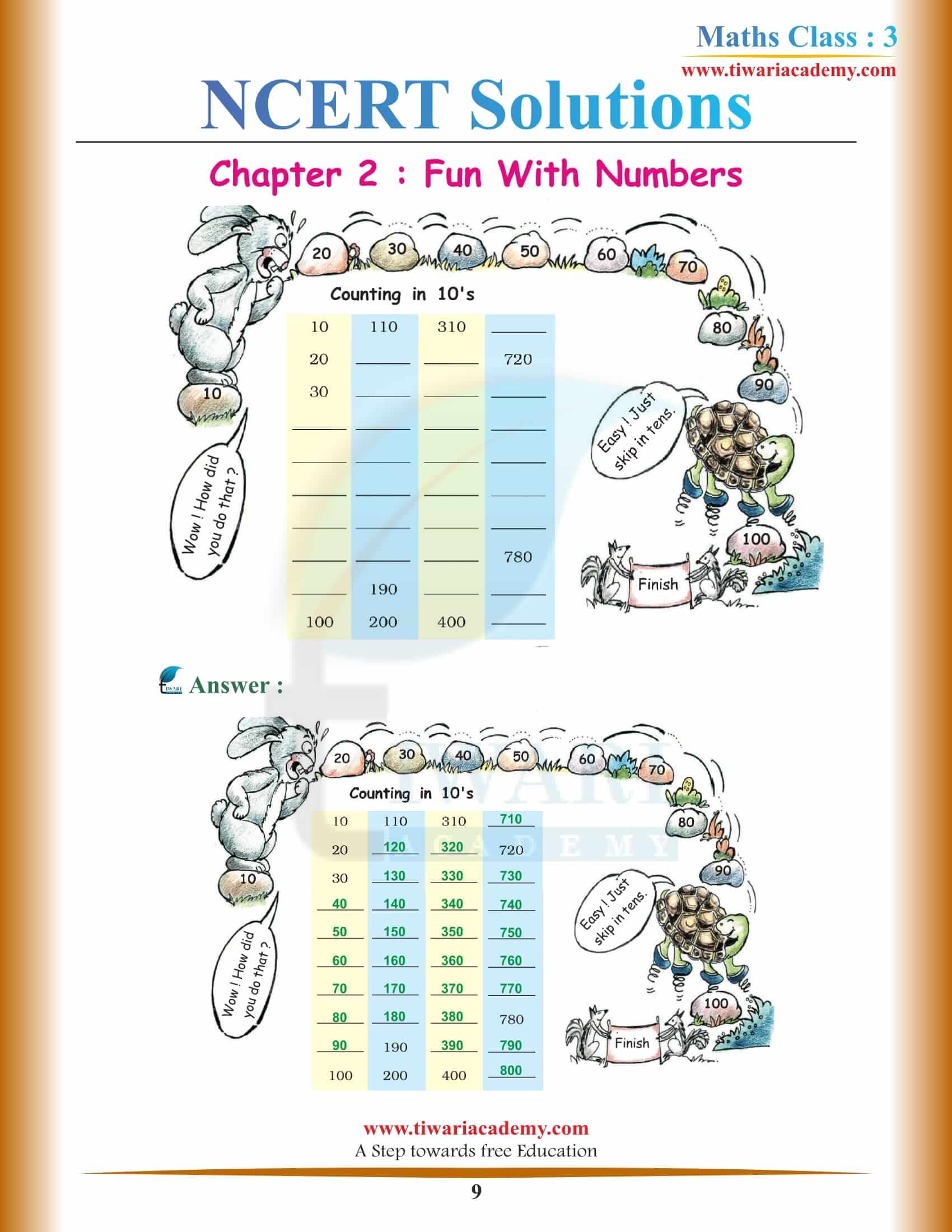 CBSE Solutions for Class 3 Maths Chapter 2 Question answers