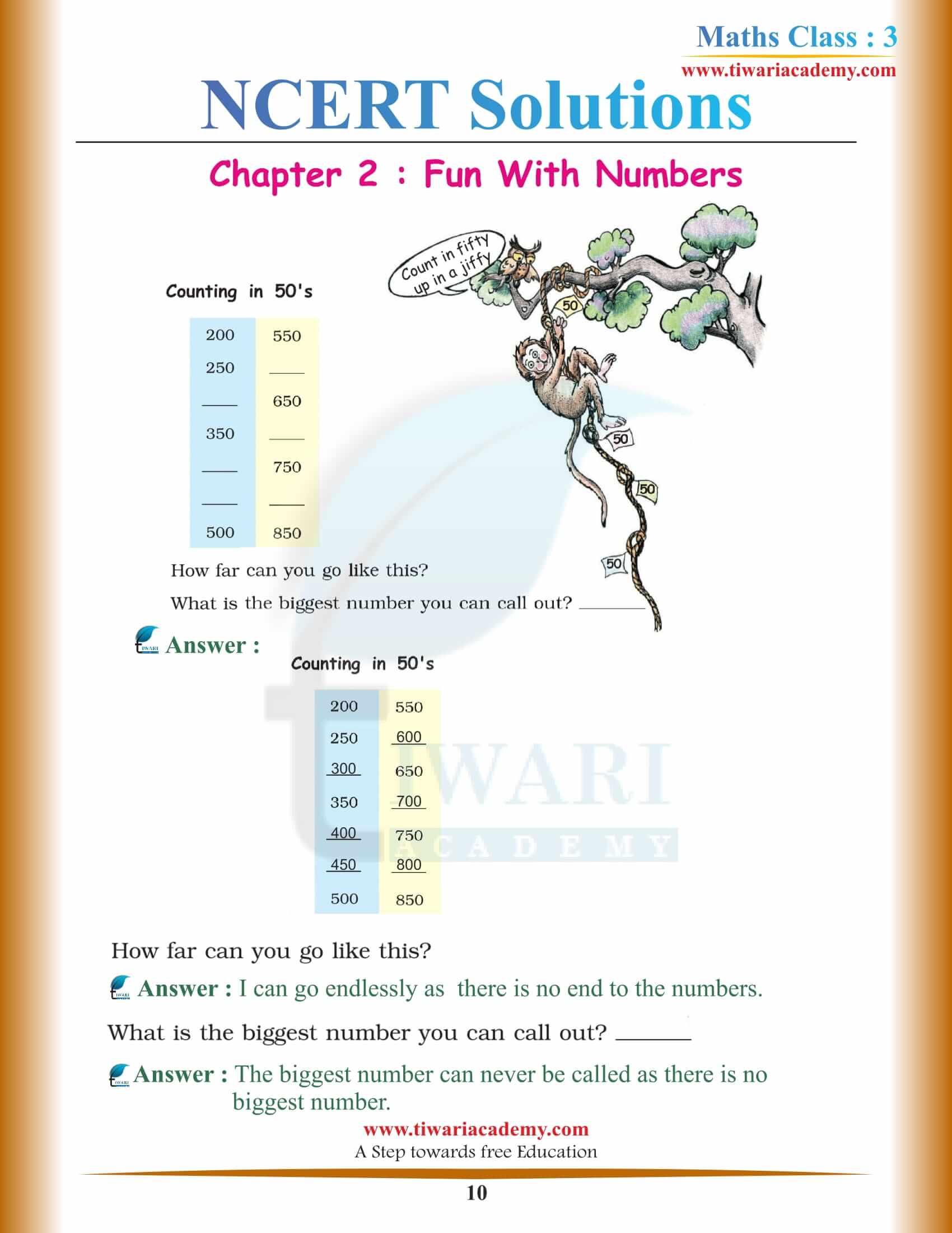 CBSE Solutions for Class 3 Maths Chapter 2 free download