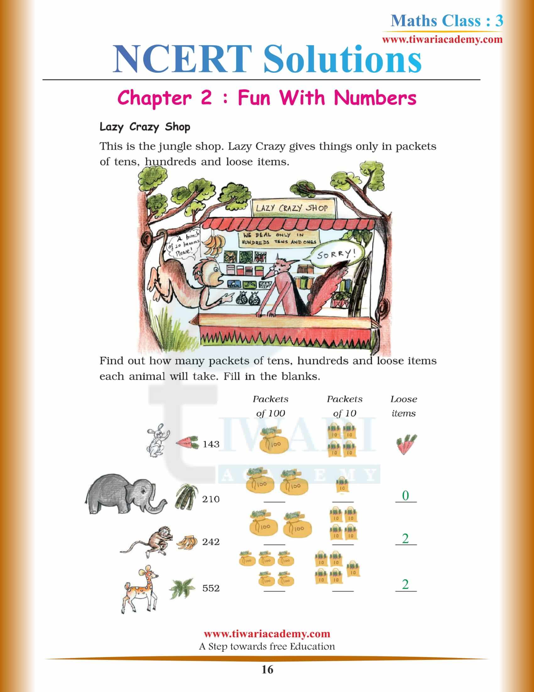 Class 3 Maths Chapter 2 answers download