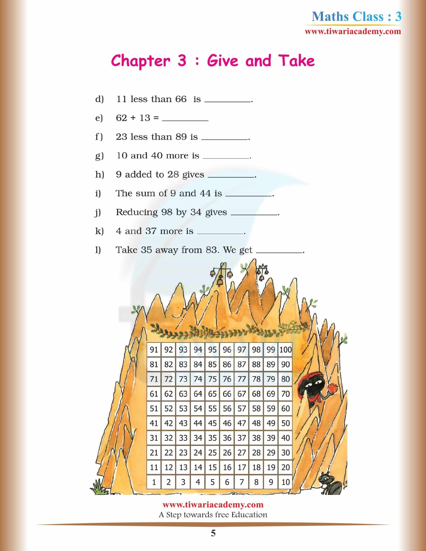 NCERT Solutions for Class 3 Maths Chapter 3 in PDF format