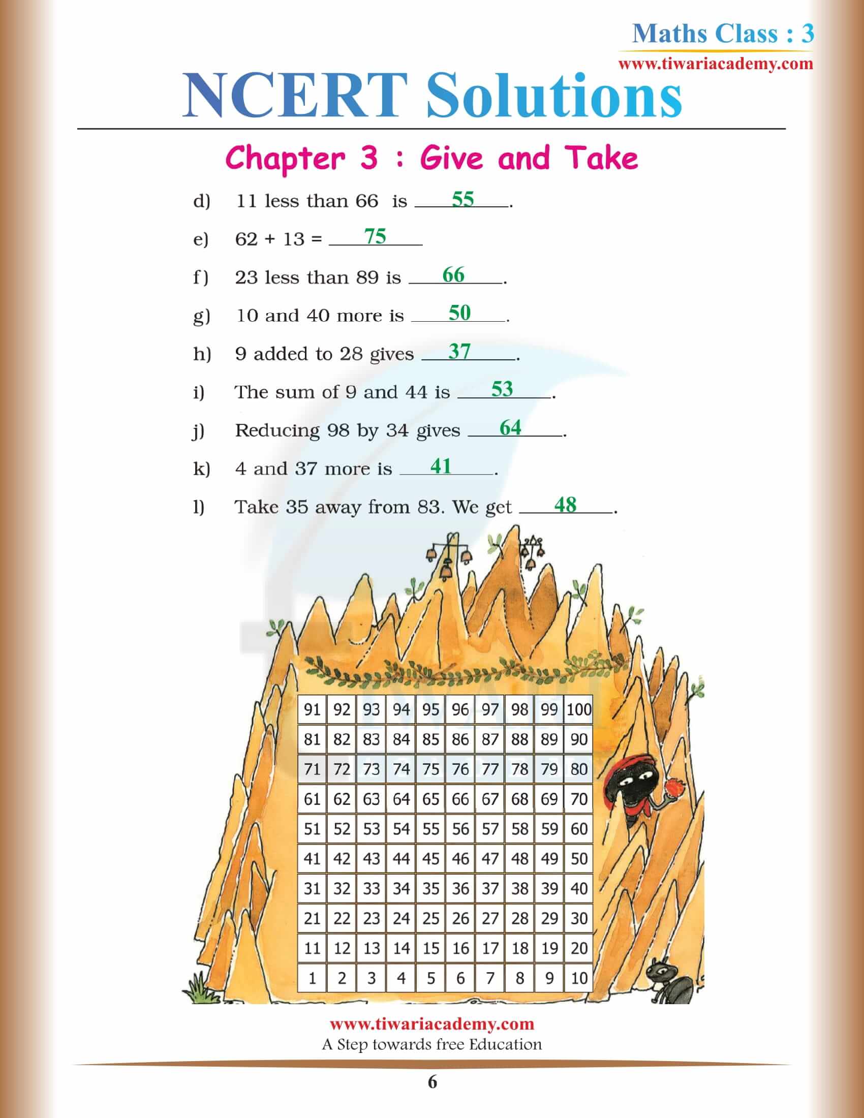 NCERT Solutions for Class 3 Maths Chapter 3 free download