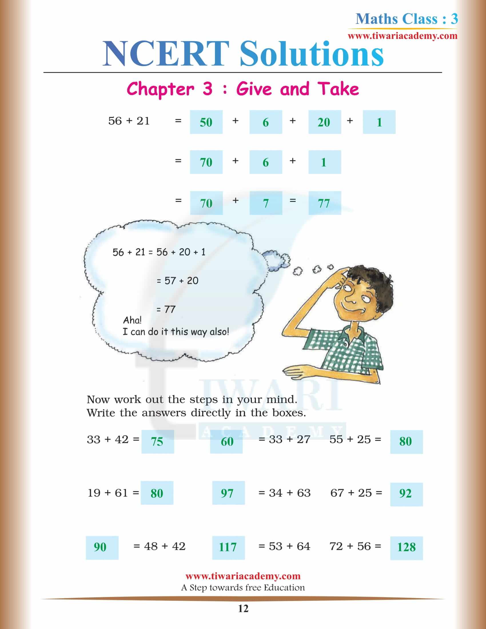 Class 3 Maths Chapter 3 pdf solutions