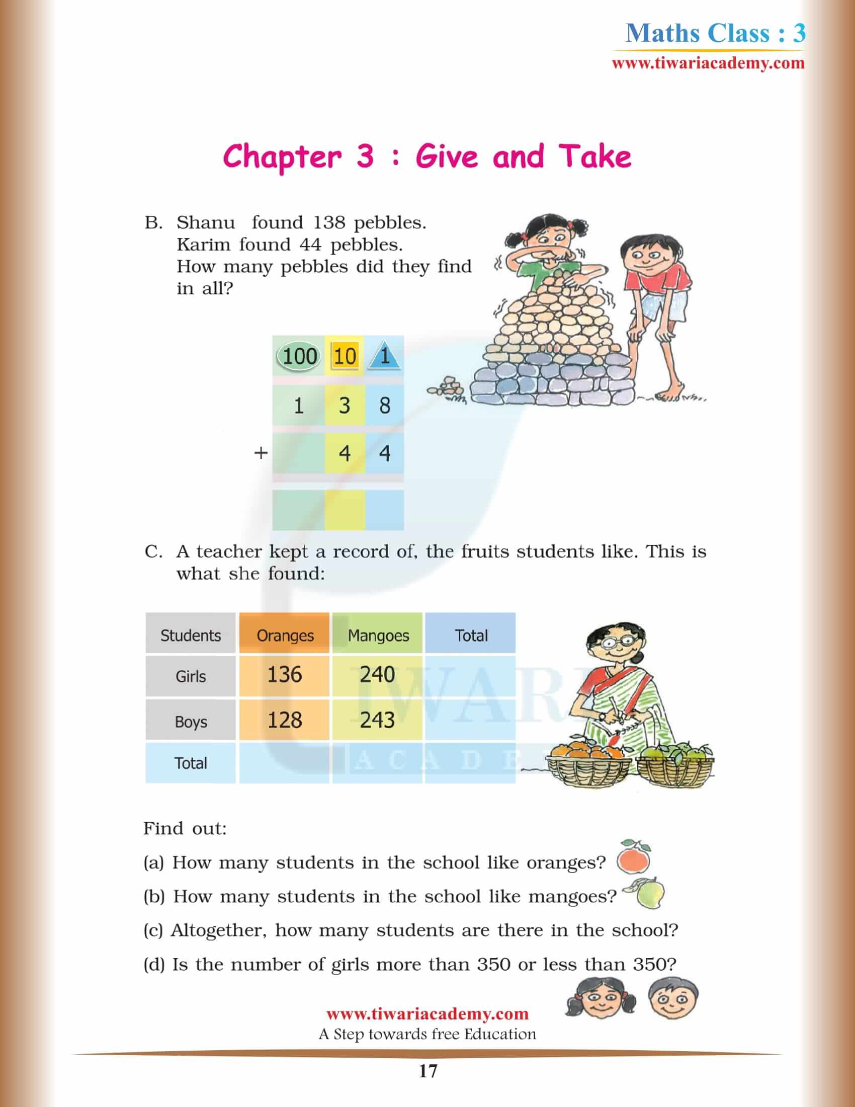 CBSE Grade 3 Maths Chapter 3 question answers sols