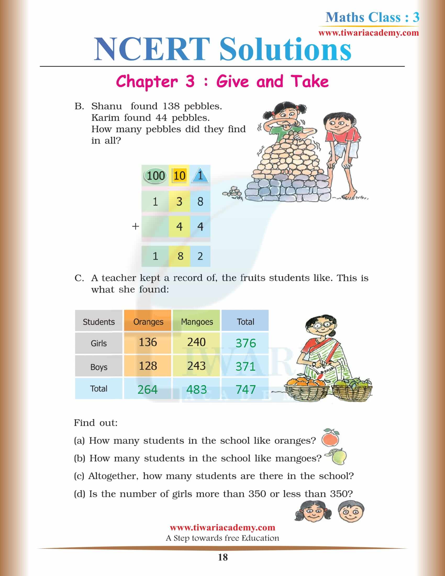 CBSE Grade 3 Maths Chapter 3 solutions download