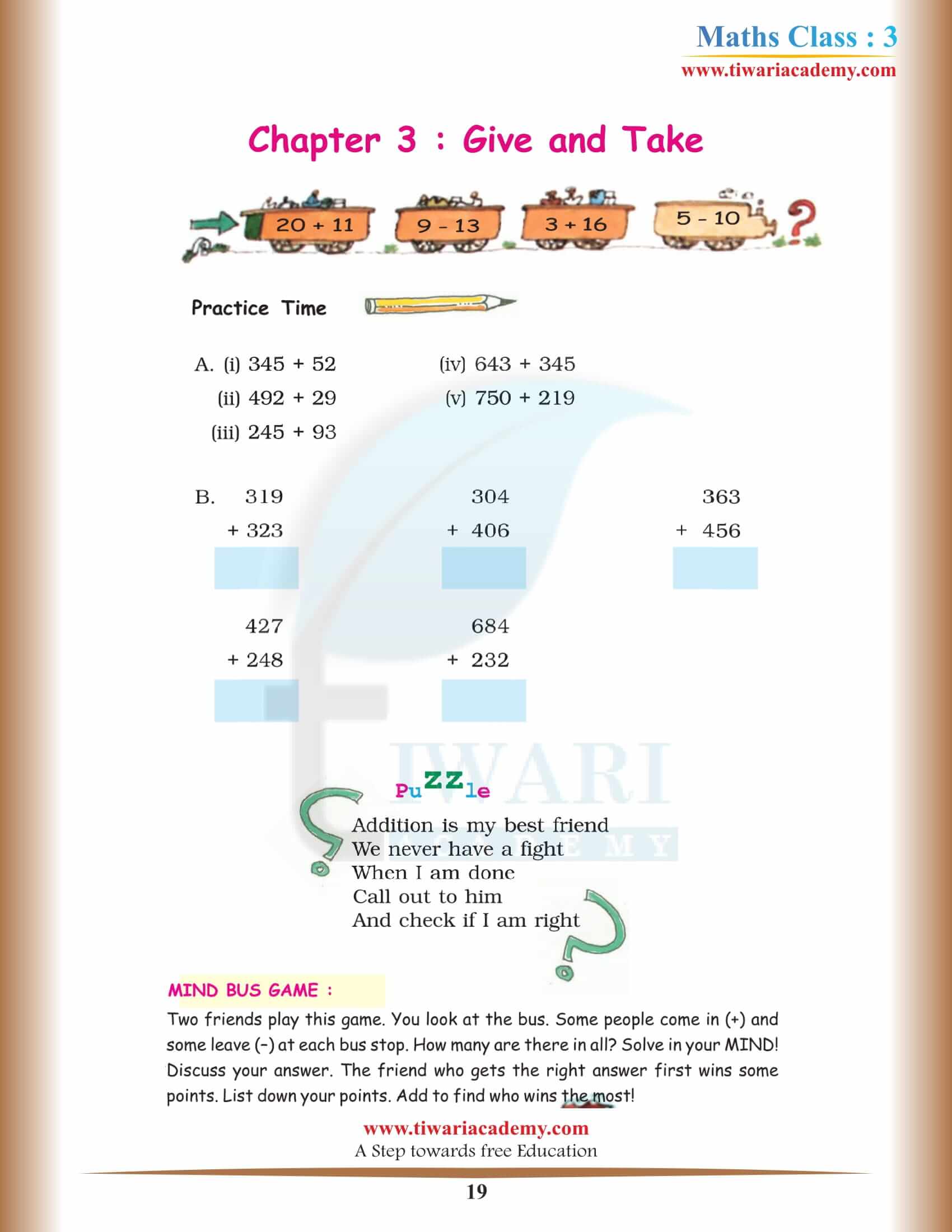 CBSE Grade 3 Maths Chapter 3 free answers pdf