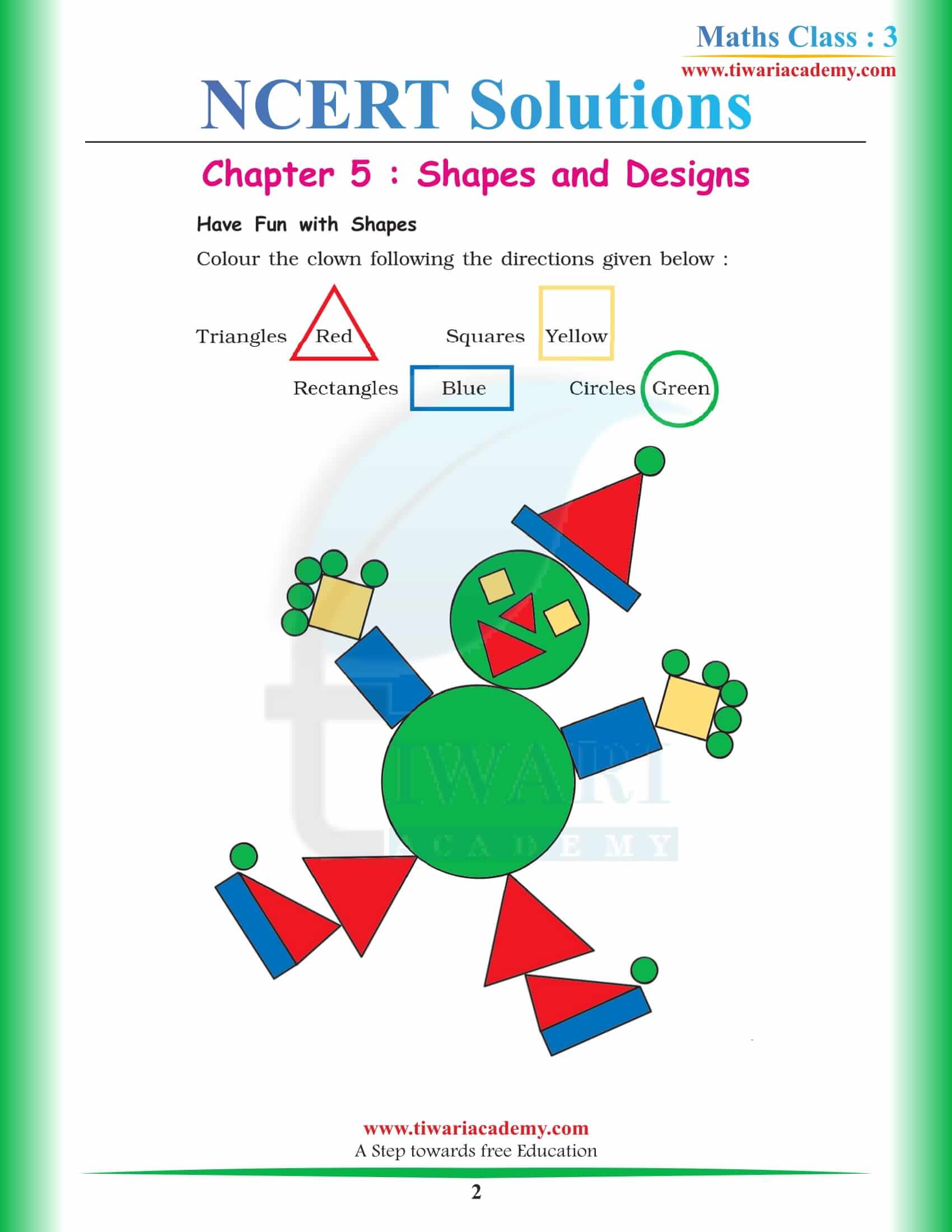 NCERT Solutions for Class 3 Maths Chapter 5 Shapes and Designs free download