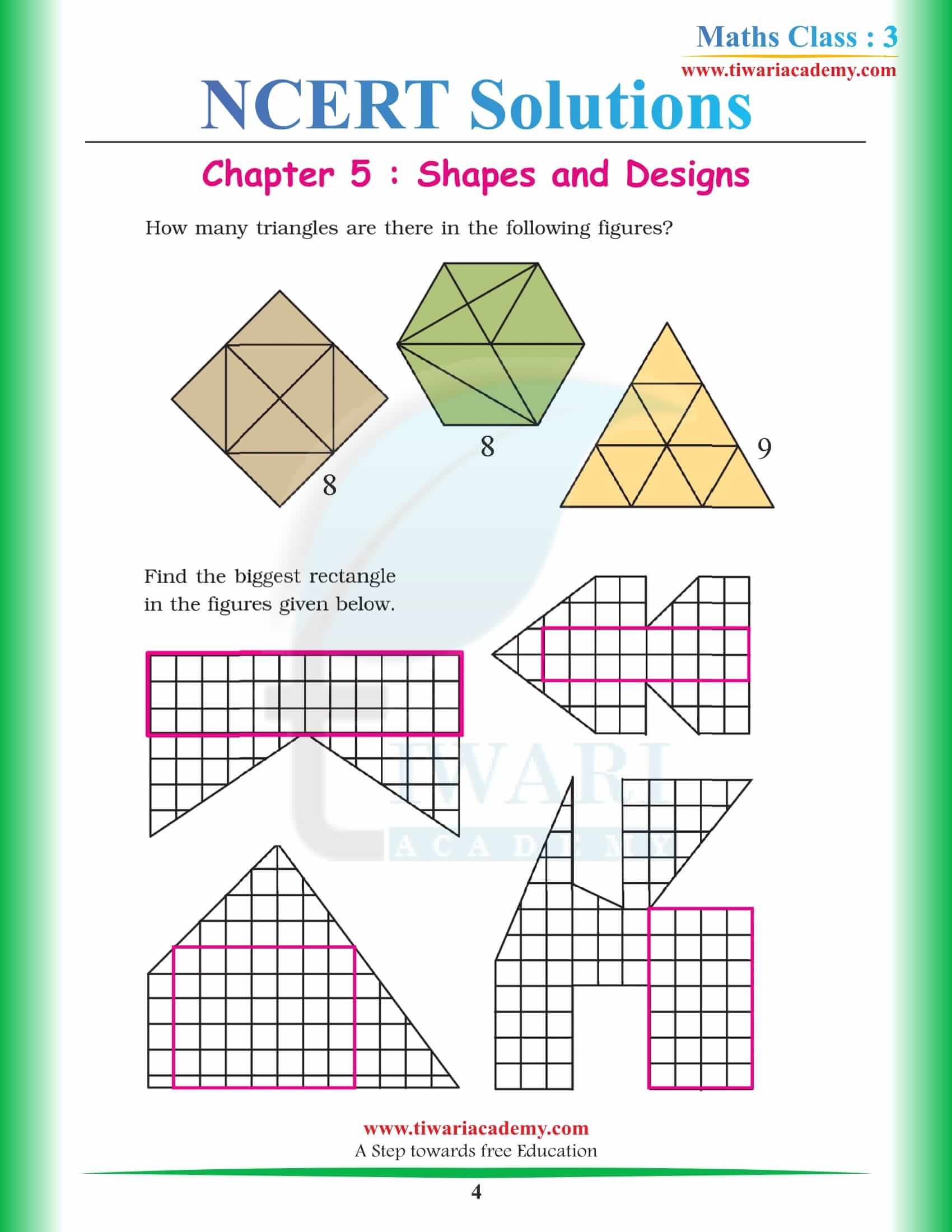 NCERT Solutions for Class 3 Maths Chapter 5 in PDF free