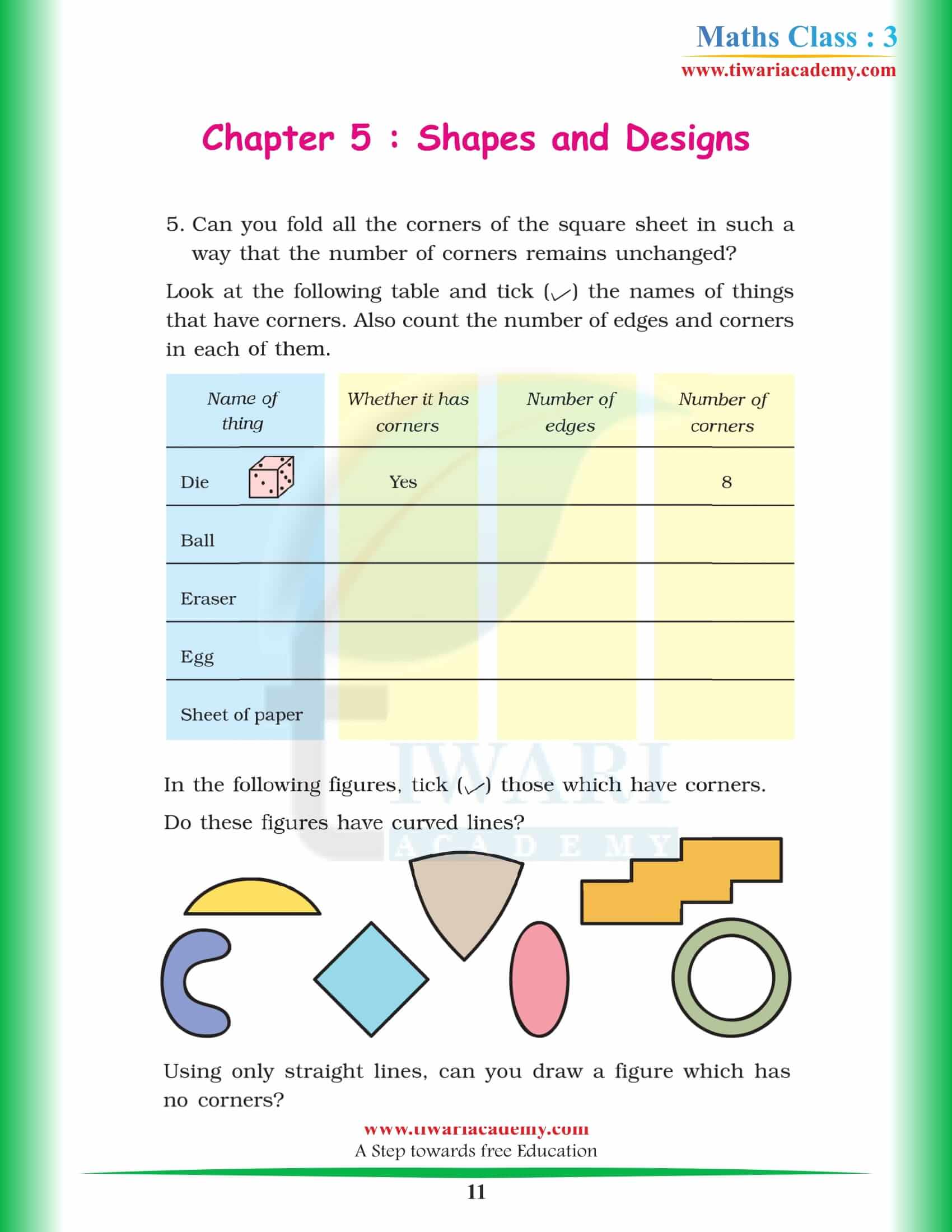 Class 3 Maths Chapter 5 in PDF solutions