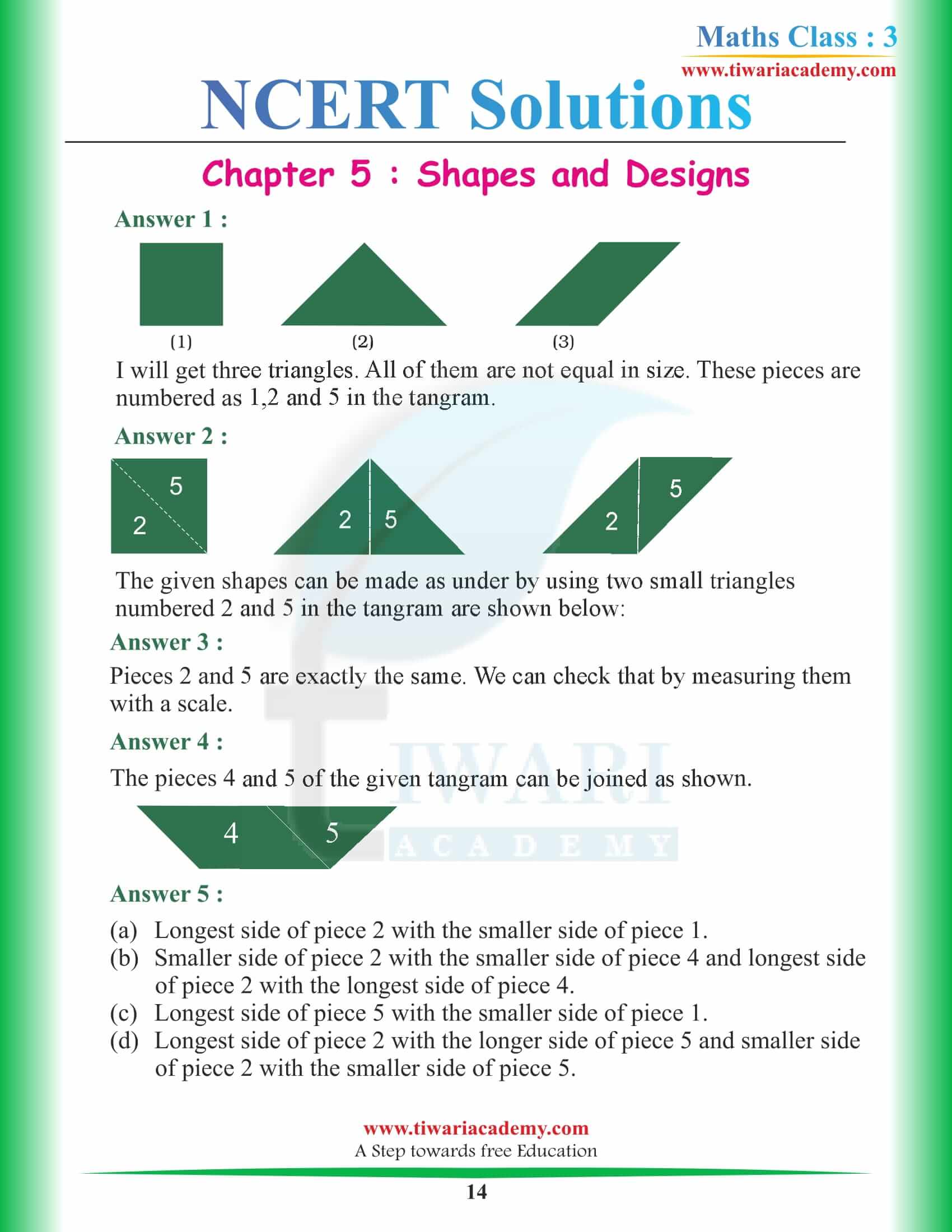 Class 3 Maths Chapter 5 guide and answers