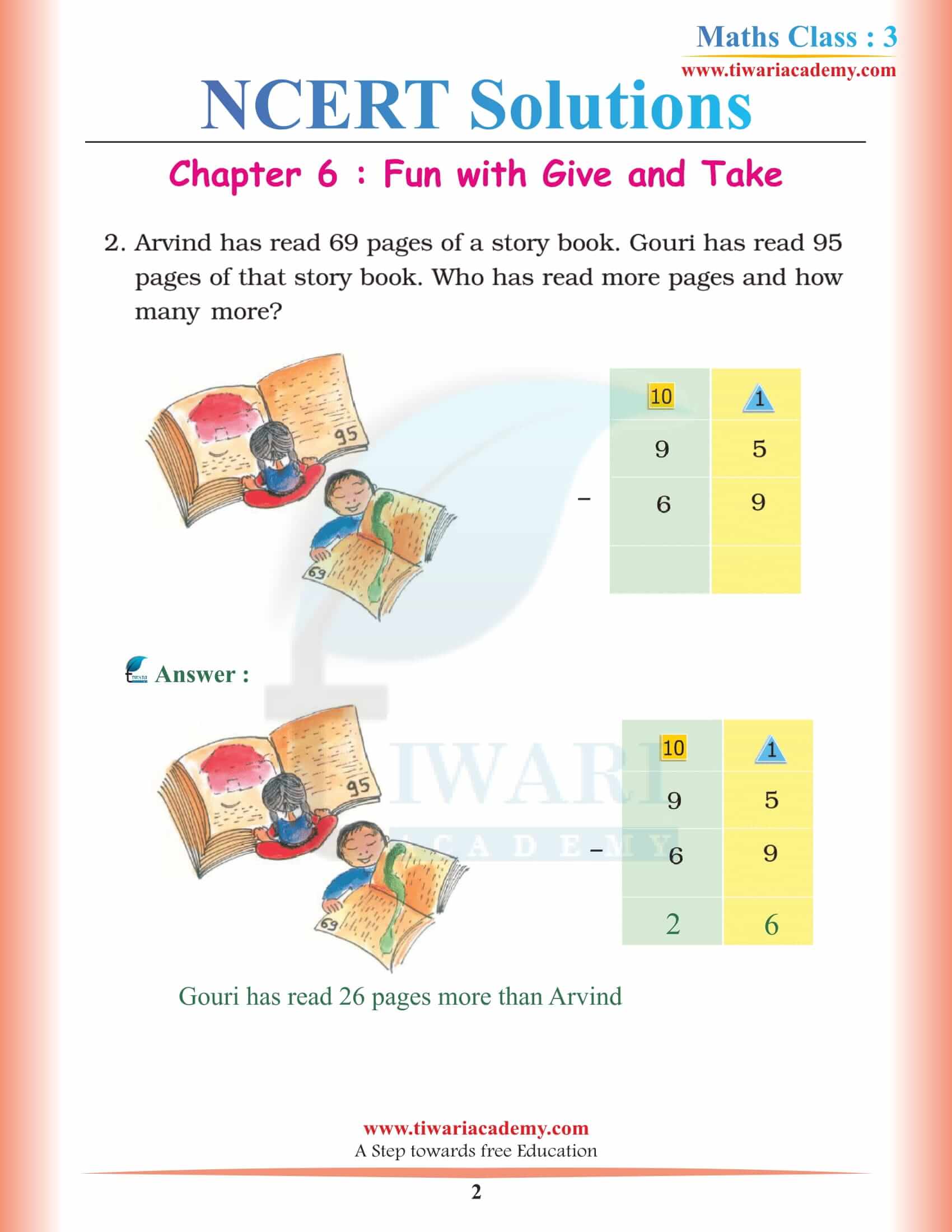 NCERT Solutions for Class 3 Maths Chapter 6 Fun with Give and Take in PDF file