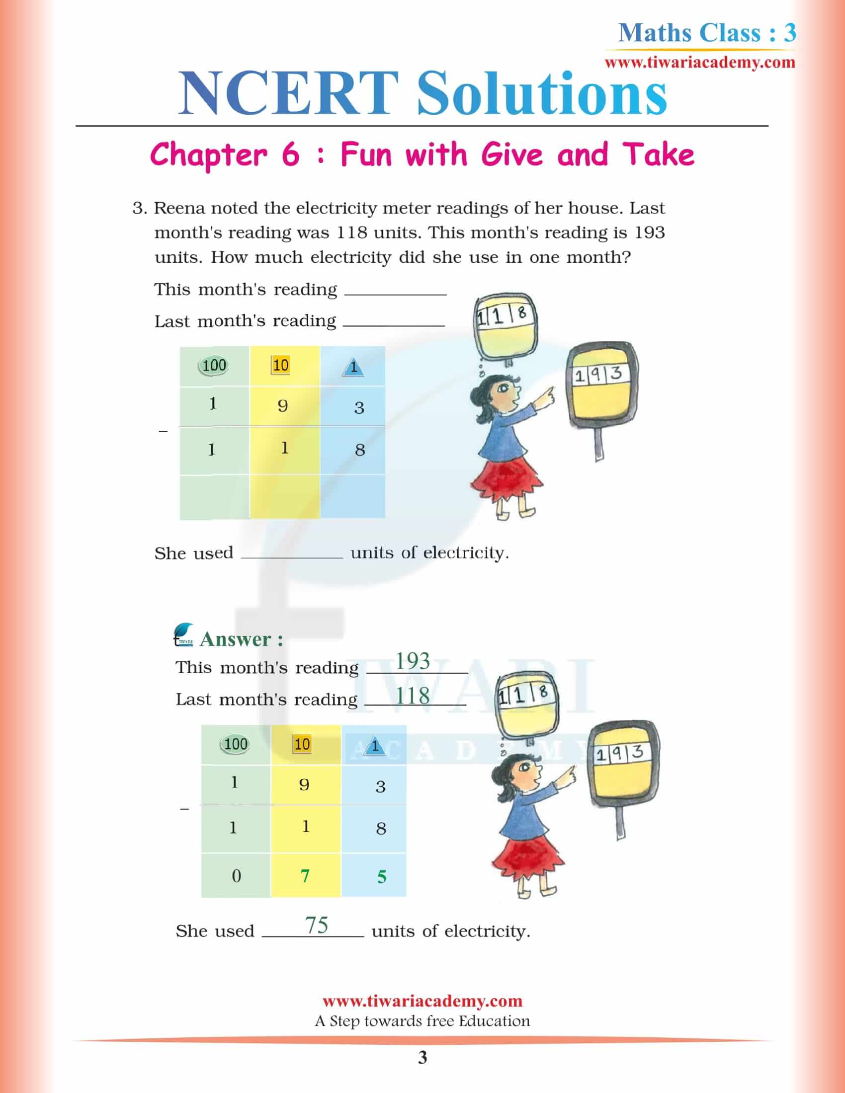 NCERT Solutions for Class 3 Maths Chapter 6 Fun with Give and Take free download