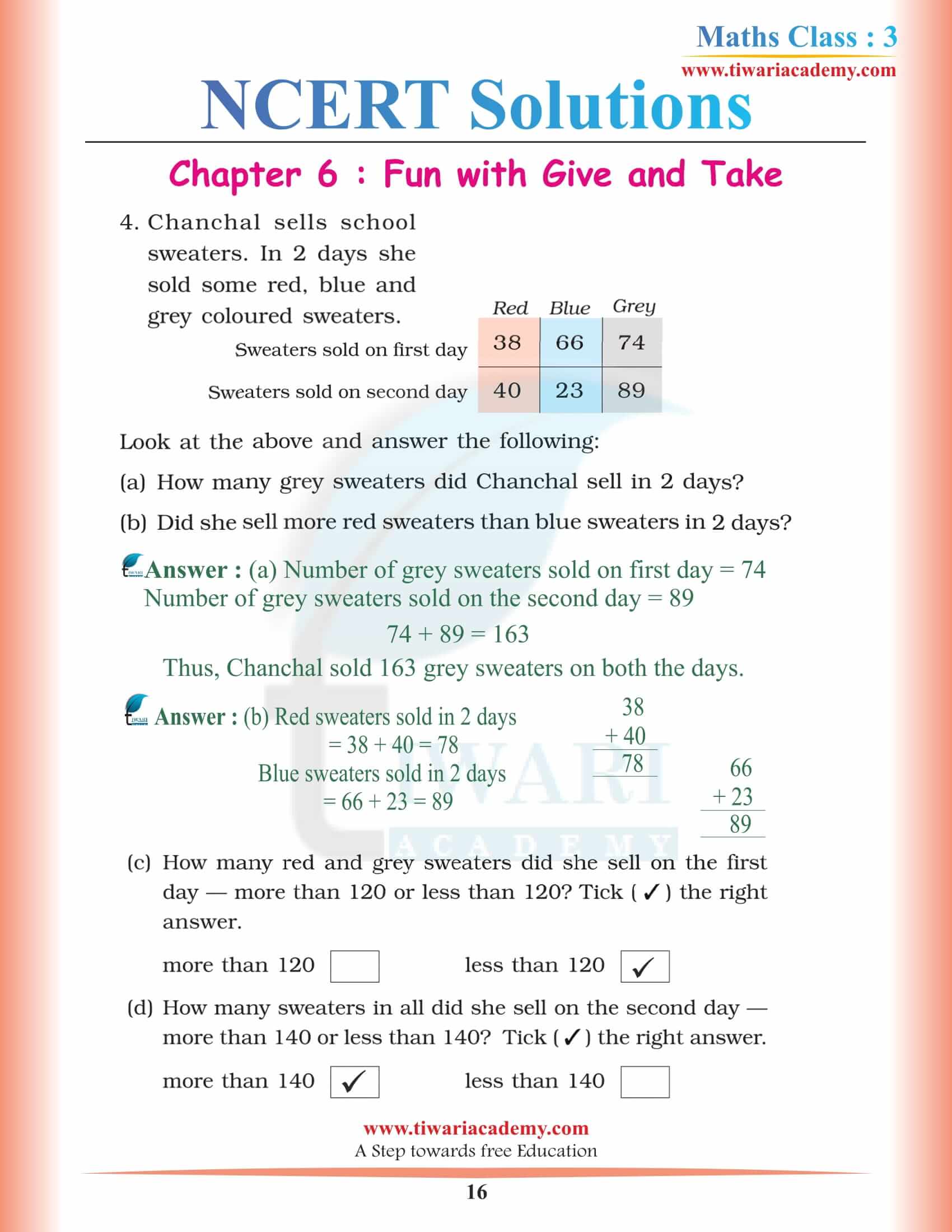 Class 3 Maths Chapter 6 downlaod