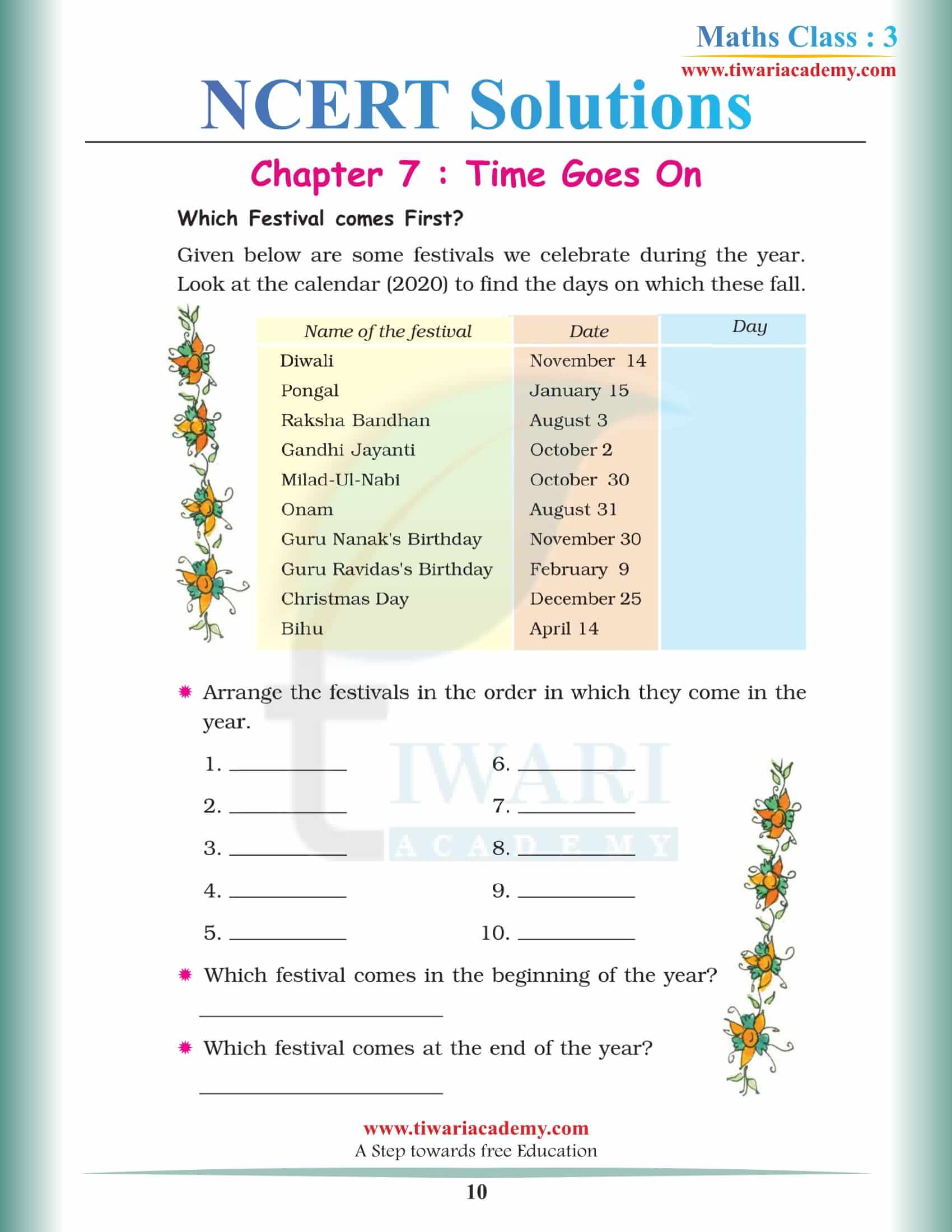 Class 3 Maths NCERT Chapter 7 Solutions in PDF