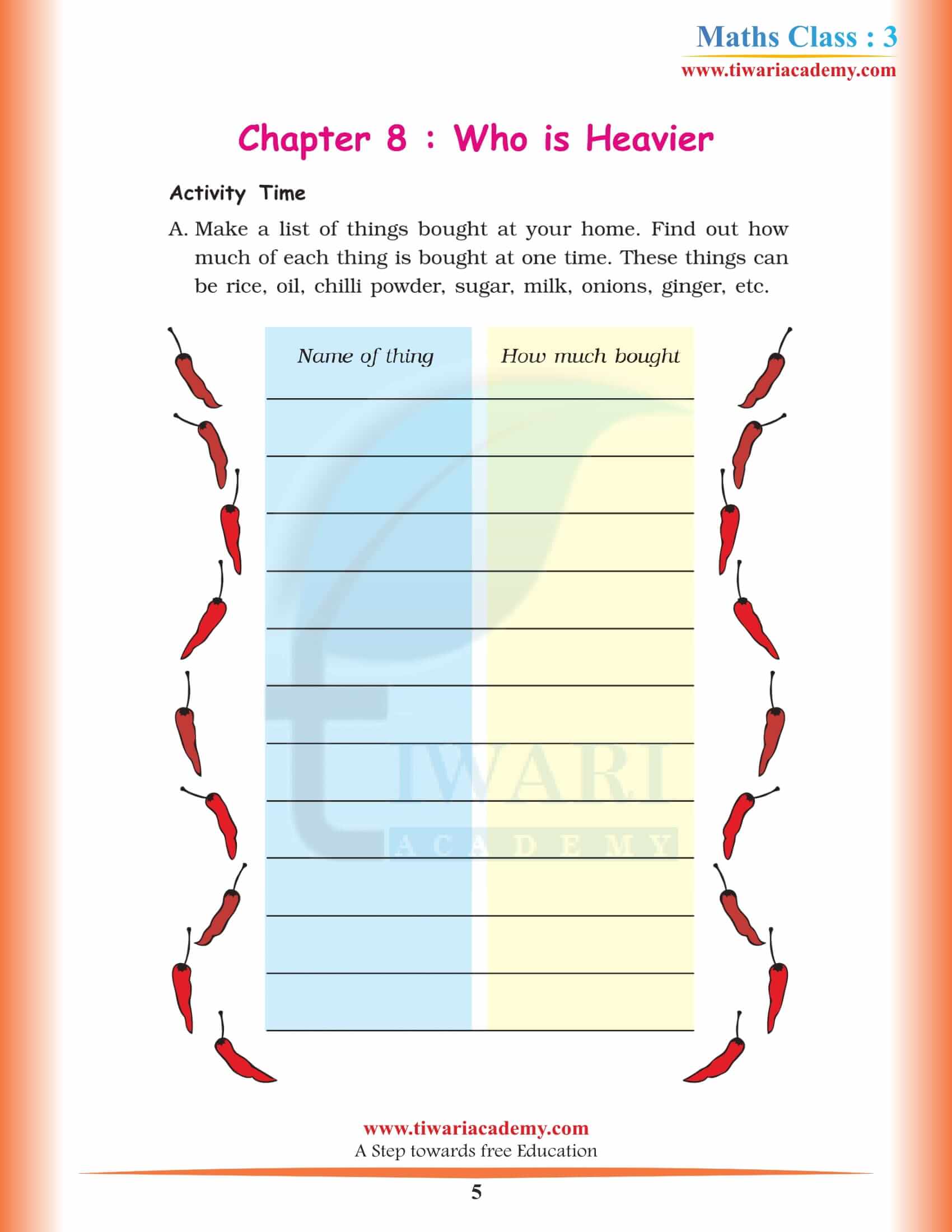 NCERT Solutions for Class 3 Maths Chapter 8 in PDF free