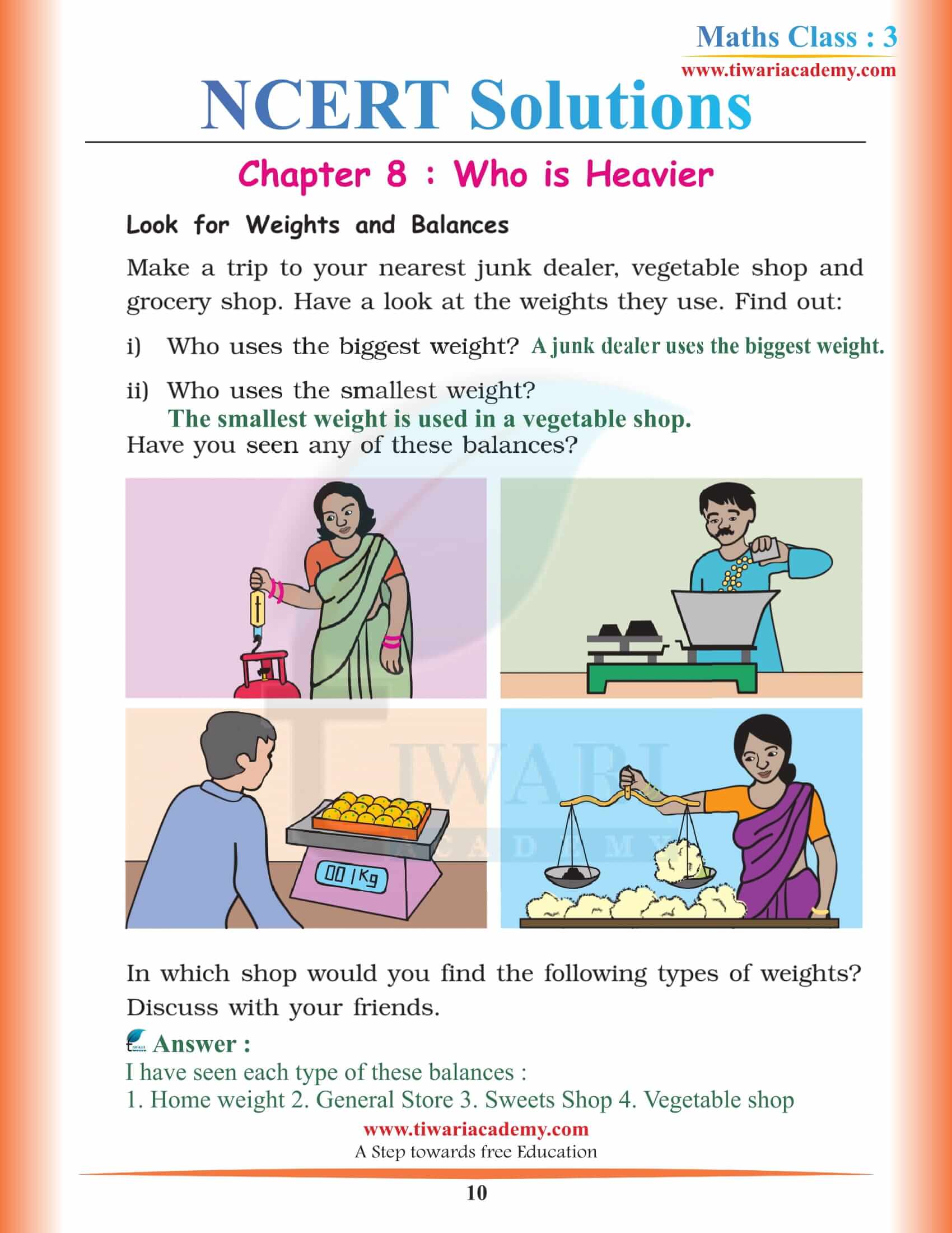 Class 3 Maths NCERT Chapter 8 free download solutions