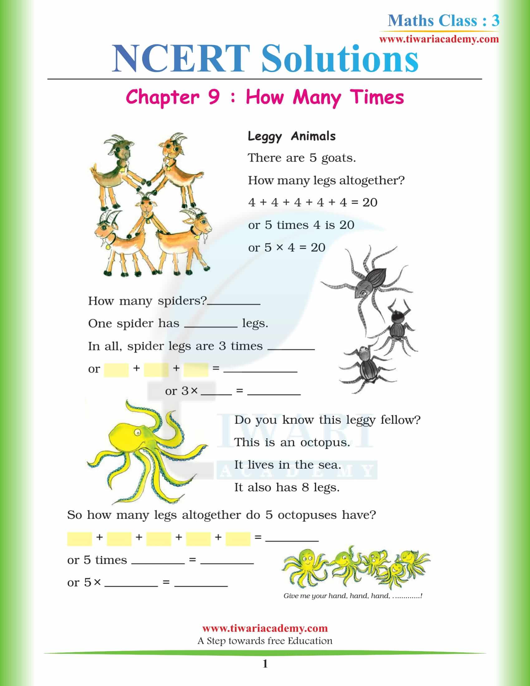 NCERT Solutions for Class 3 Maths Chapter 9 How Many Times?
