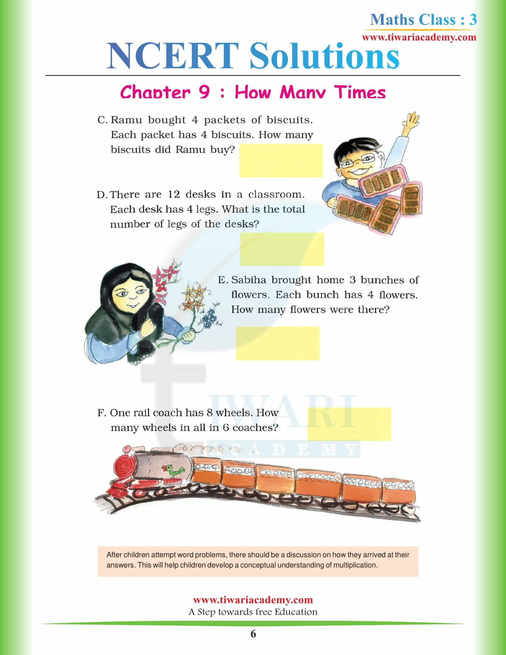 NCERT Solutions for Class 3 Maths Chapter 9 free to download
