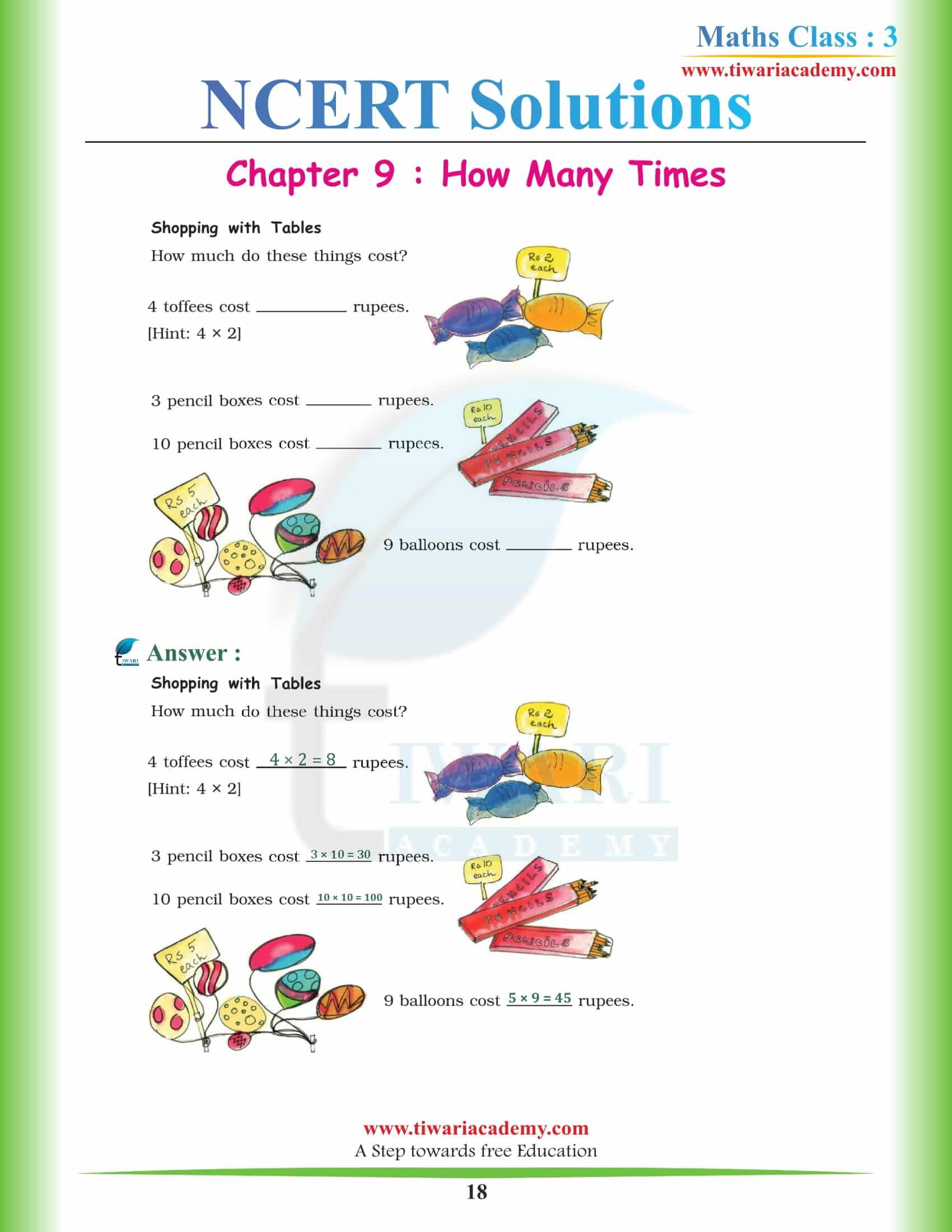 Class 3 Maths NCERT Chapter 9 Solutions in English