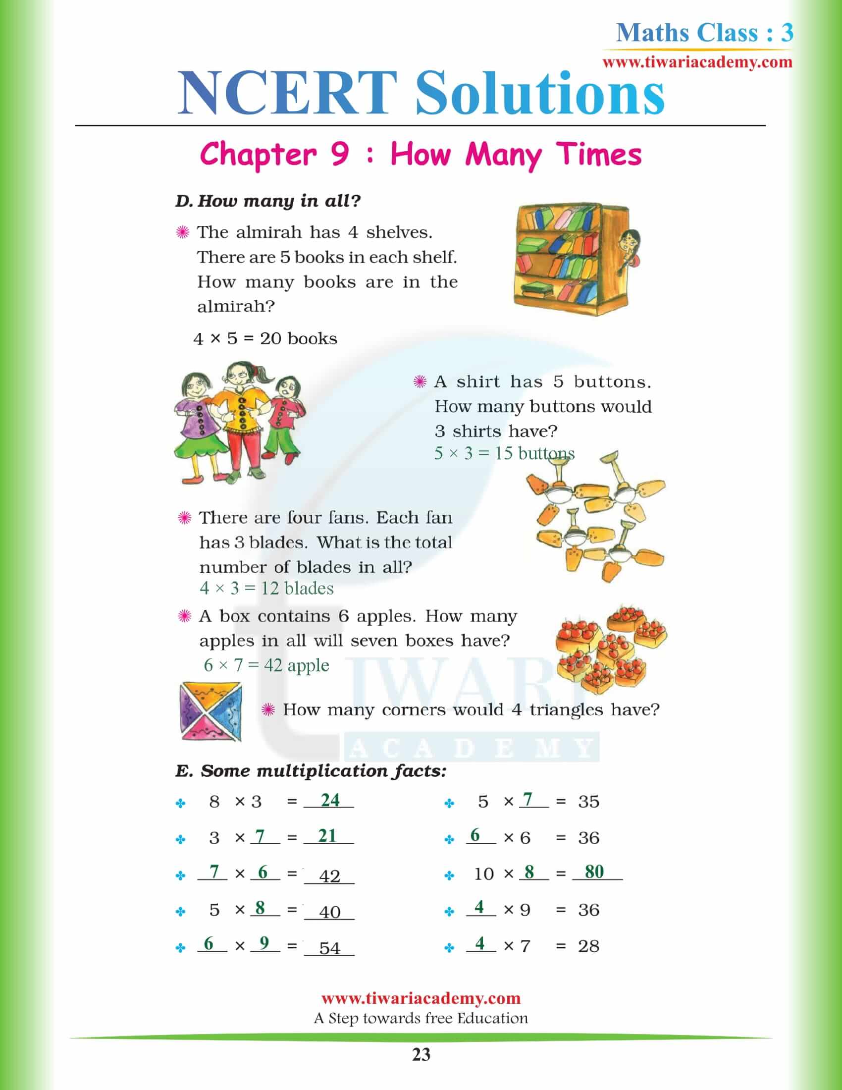 Standard 3 Maths NCERT Chapter 9 Solutions in English