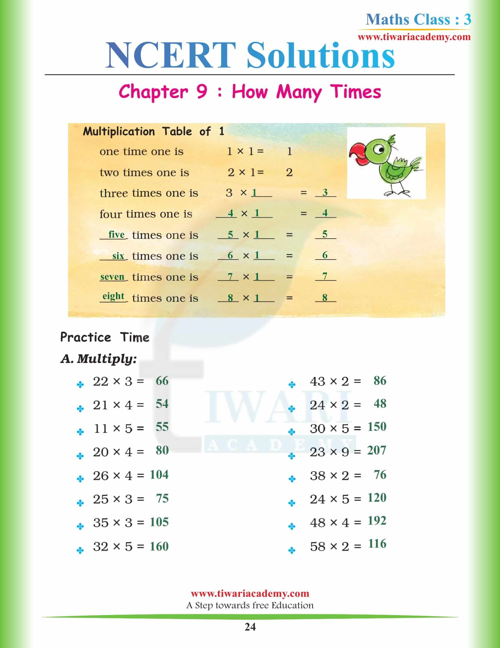 Standard 3 Maths NCERT Chapter 9 Solutions in PDF free