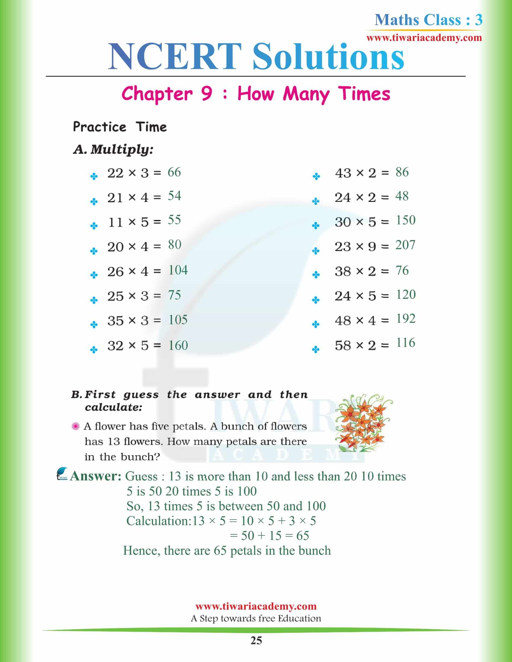 Standard 3 Maths NCERT Chapter 9 Solutions download