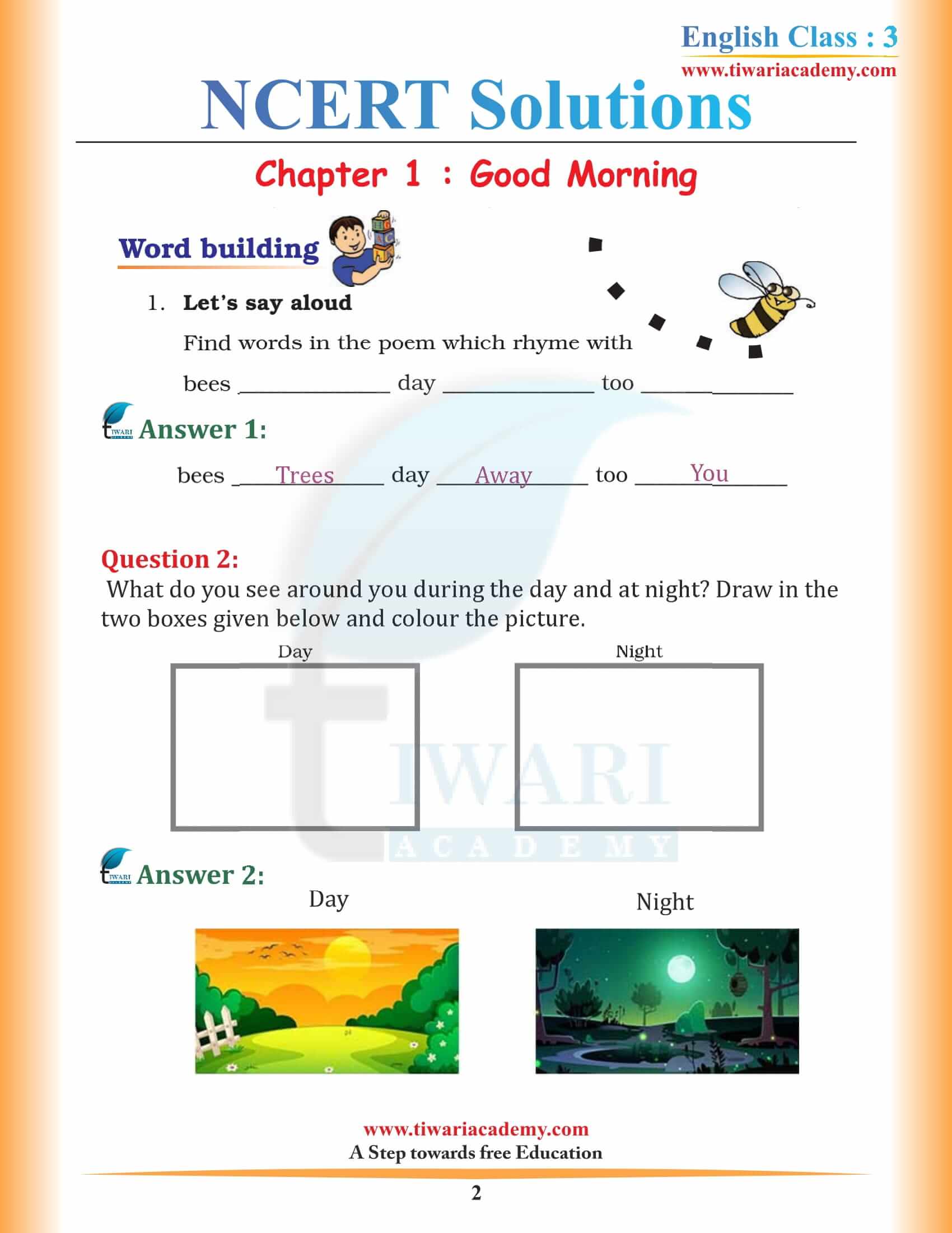 NCERT Solutions for Class 3 English Marigold 3 Unit 1