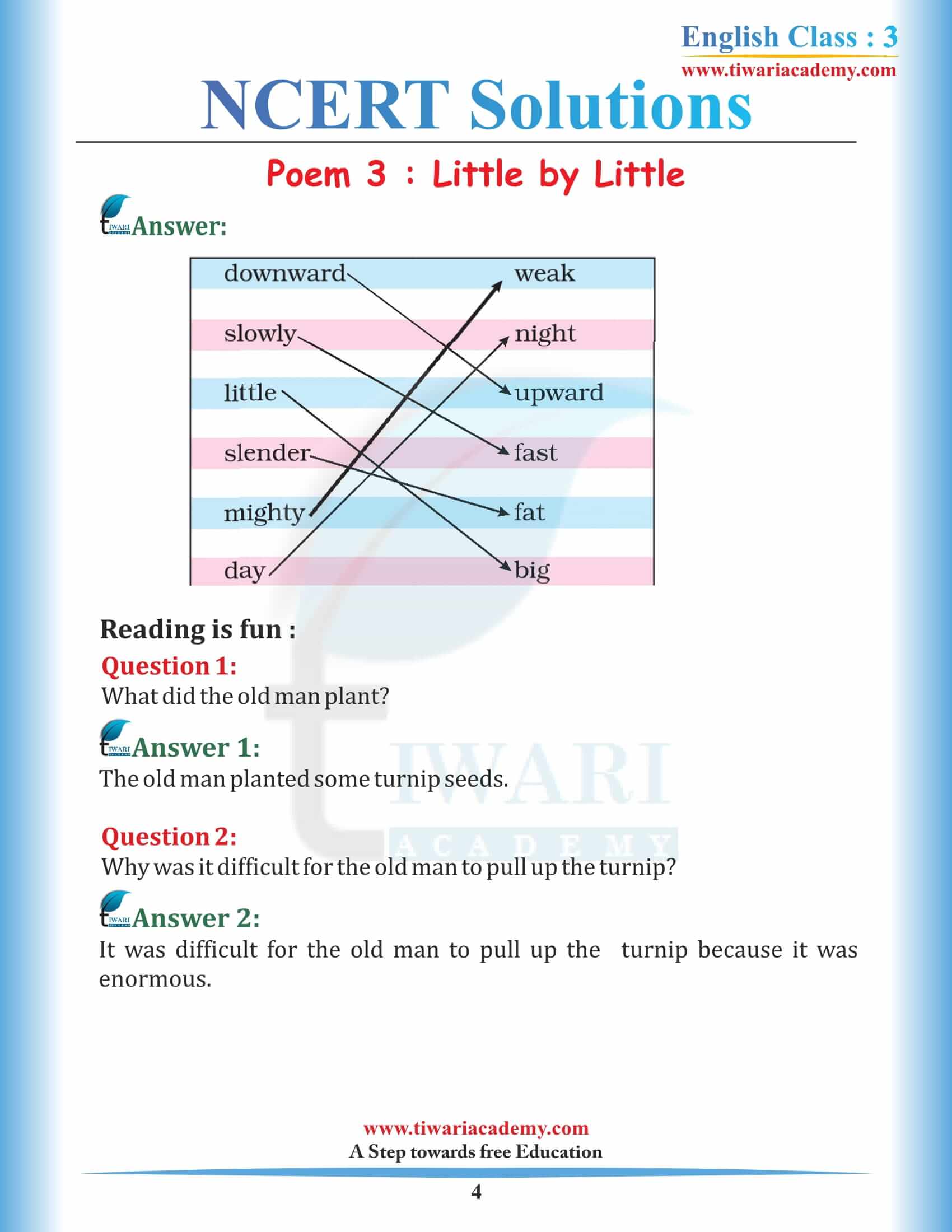 NCERT Solutions for Class 3 English Unit 3