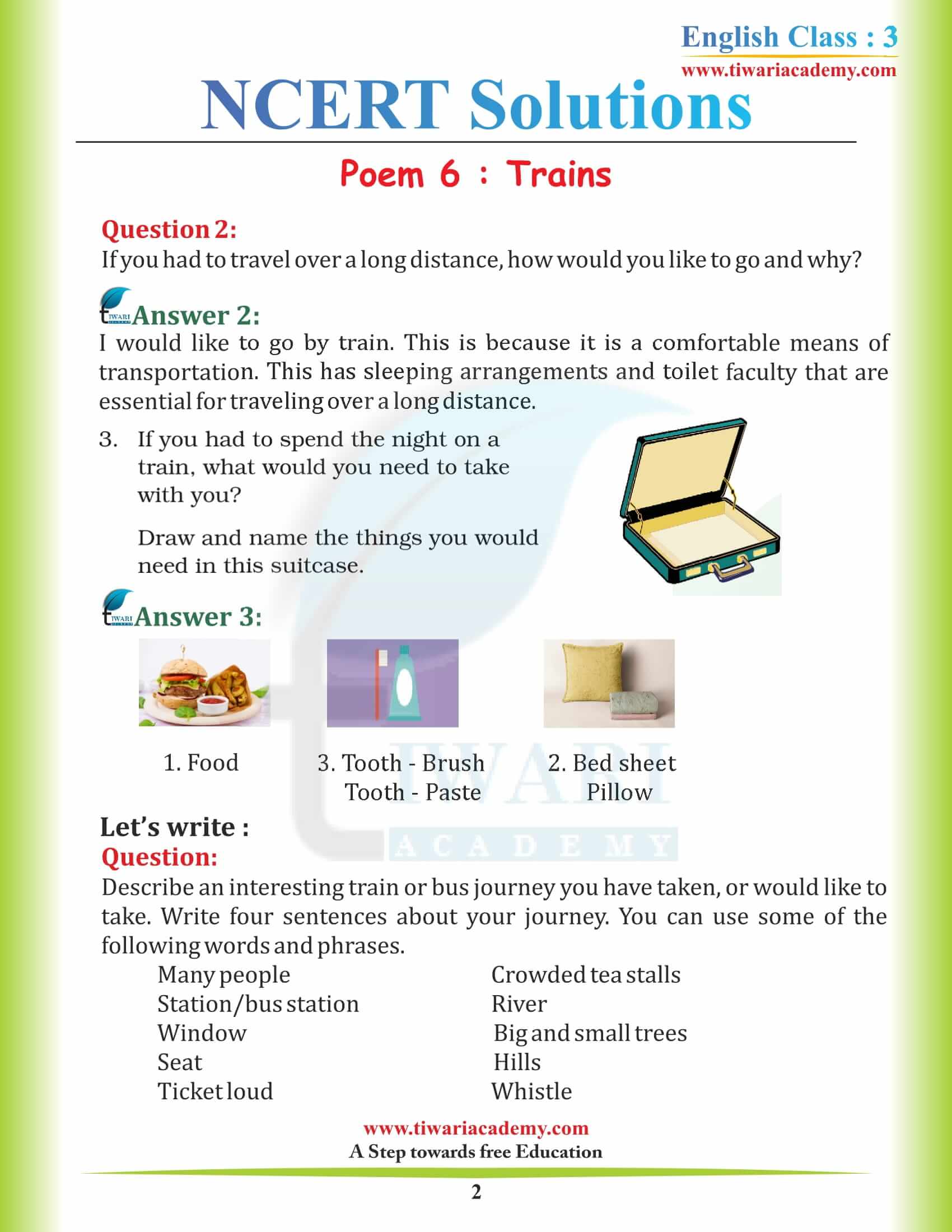 NCERT Solutions for Class 3 English Marigold 3 Unit 6