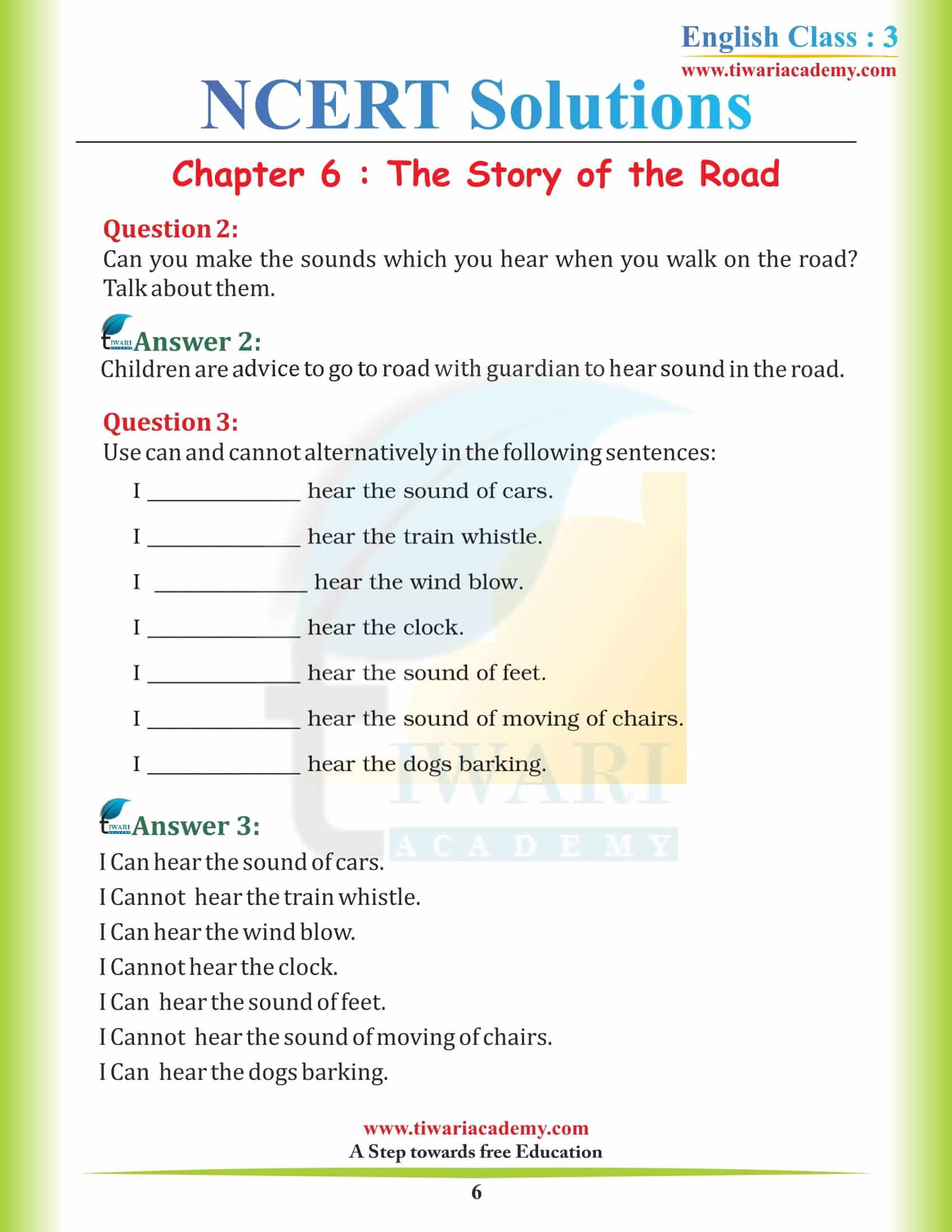 Class 3 English Unit 6 Solutions